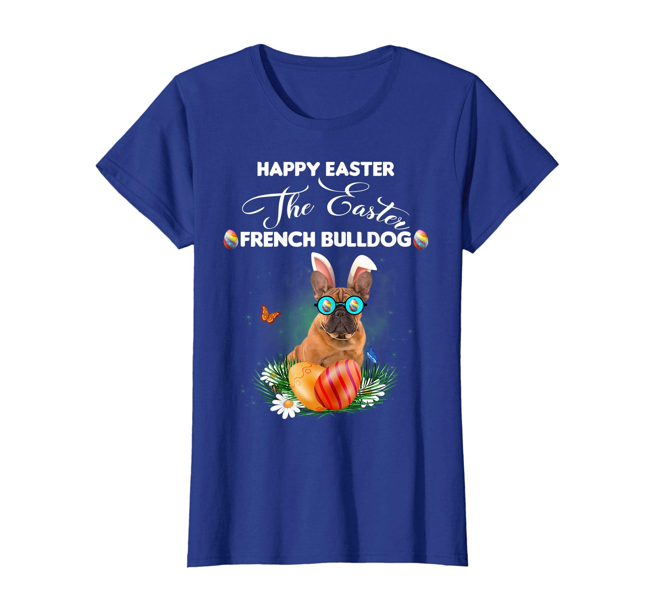 French Bulldog Dog Sunglass Bunny Happy Easter Day Tshirt