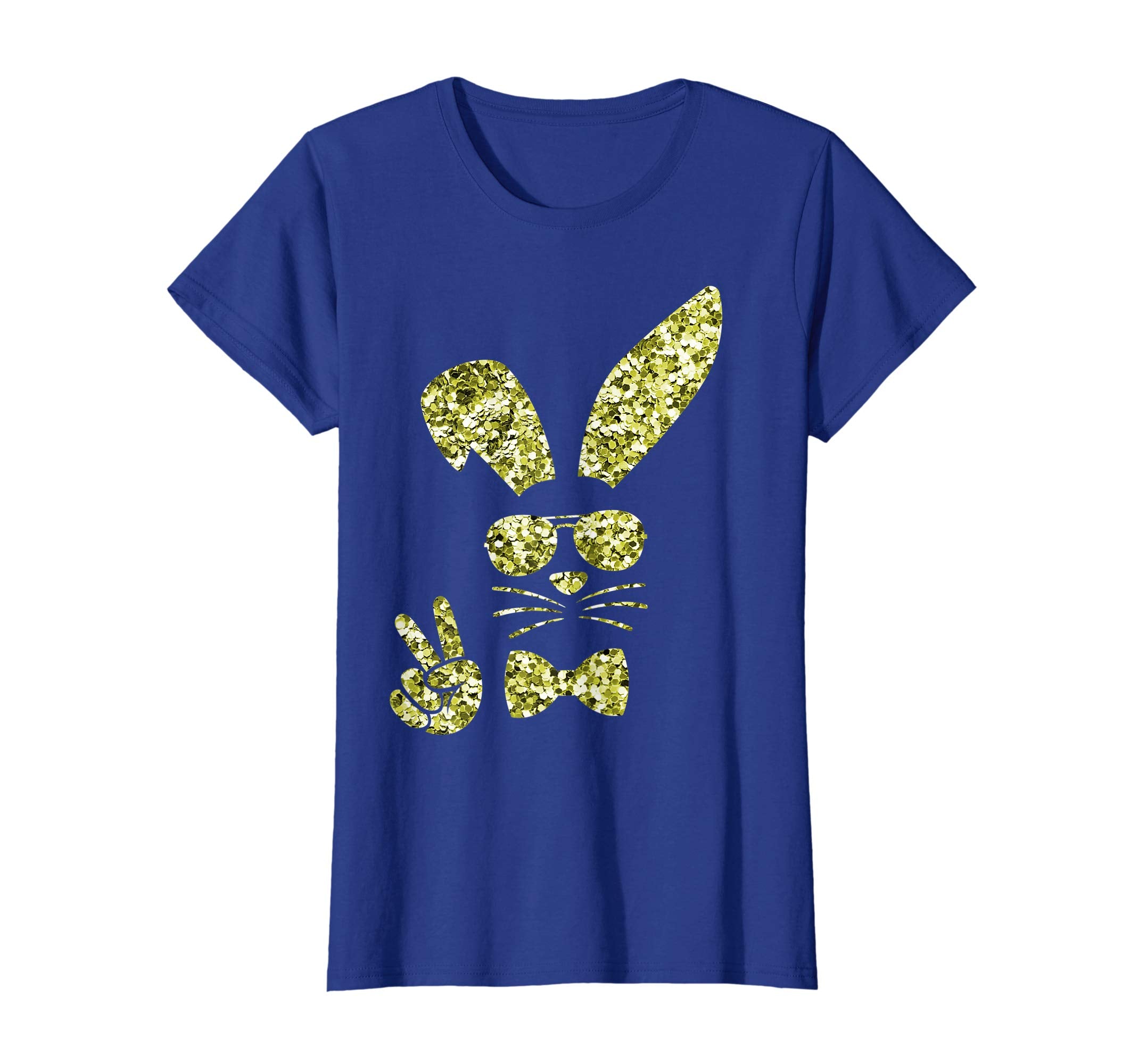Easter Bunny Girls Shirt Cute Gold Bunny Peace Sign Tee Gift