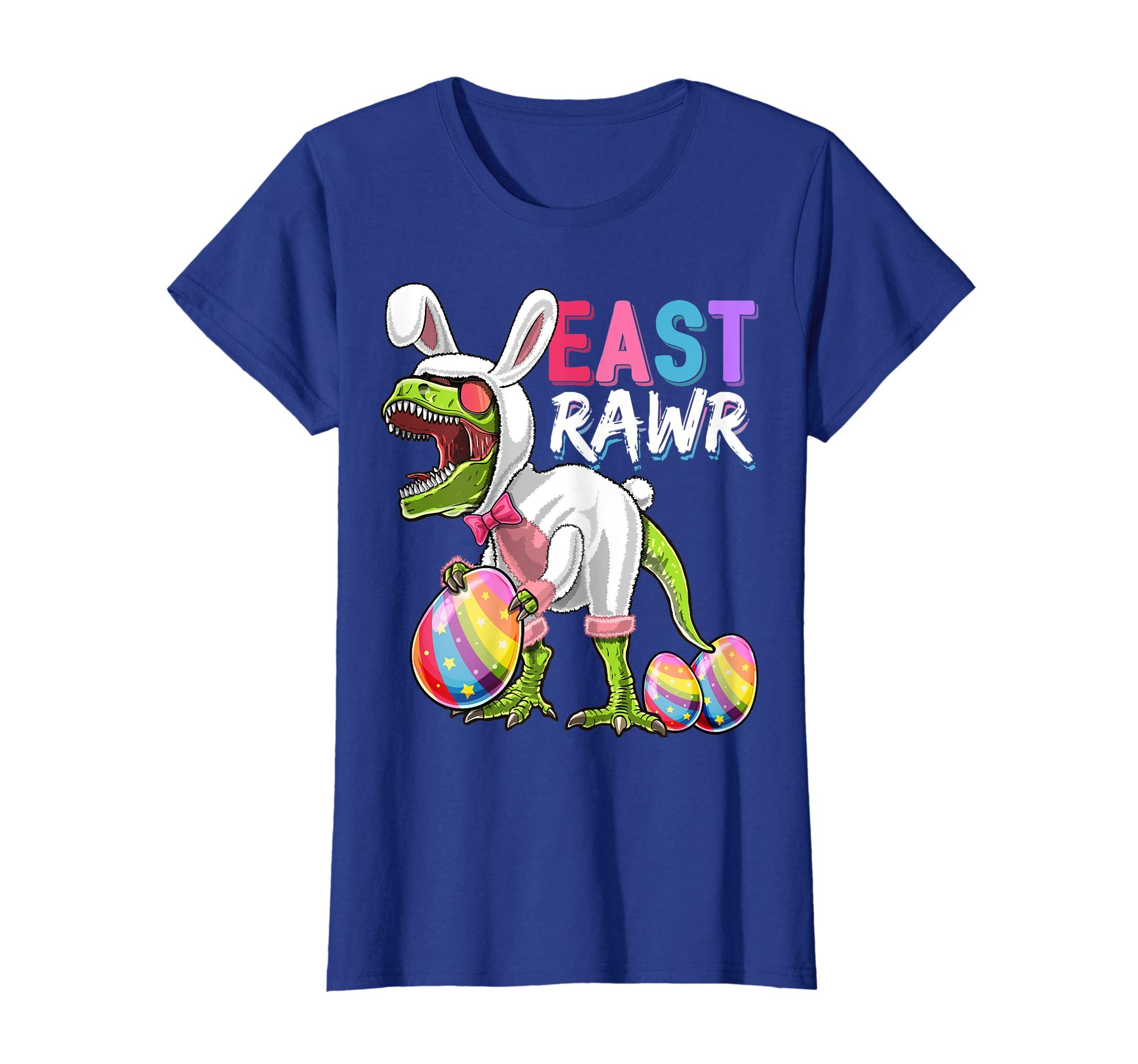 Happy Easter T Rex Dinosaur Easter Bunny Egg Shirt Kids