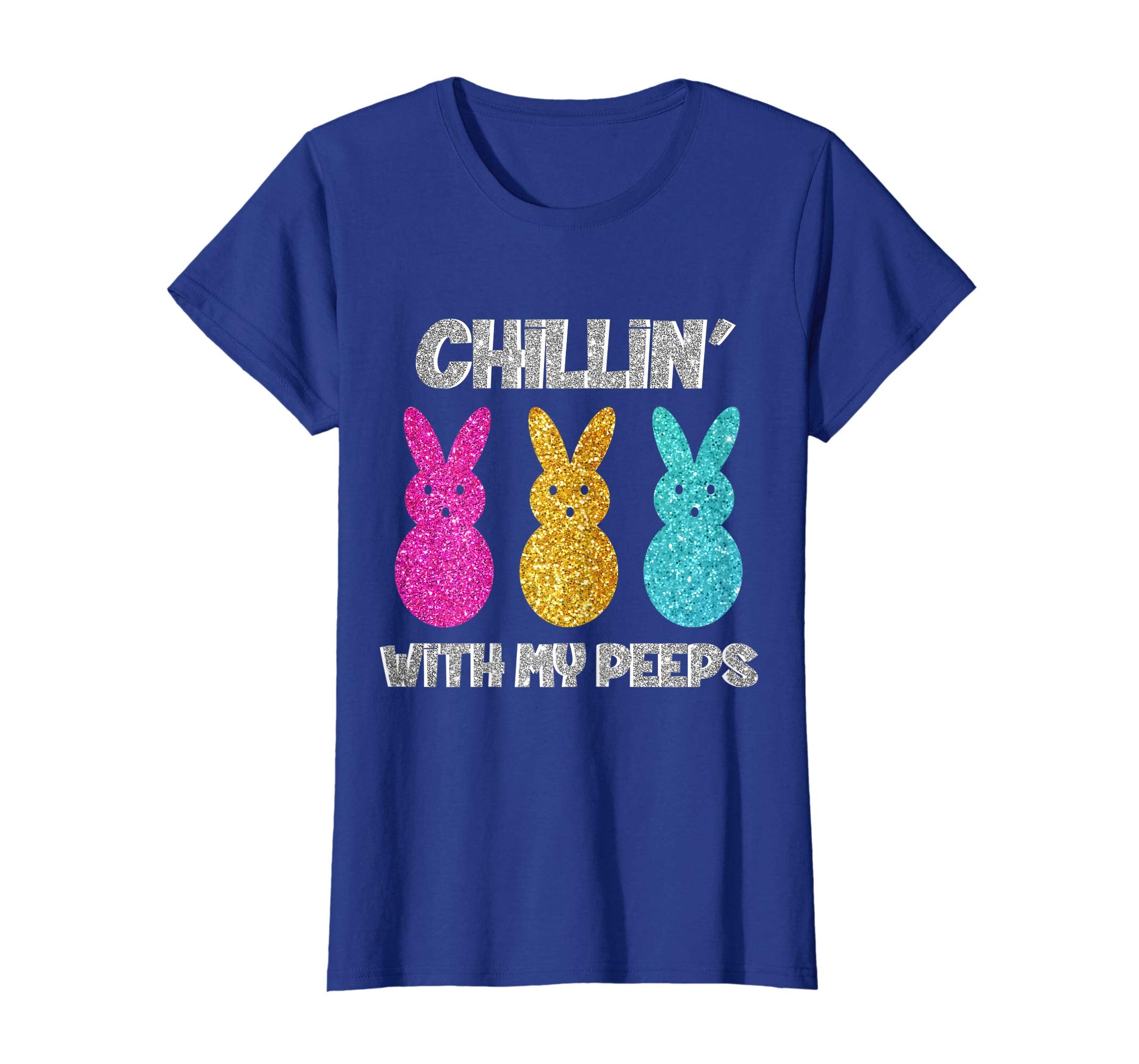 Funny Colorful Bunny Chillin With My Peeps Easter T-Shirt