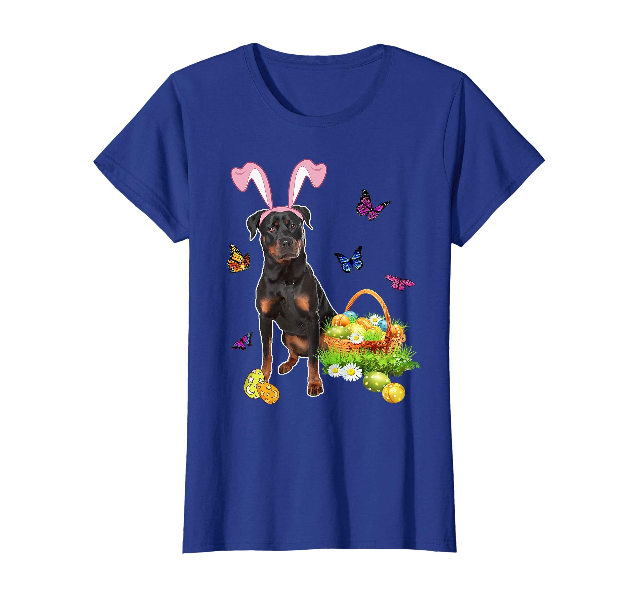 Rottweiler Bunny Hat Rabbit Easter Eggs T-Shirt