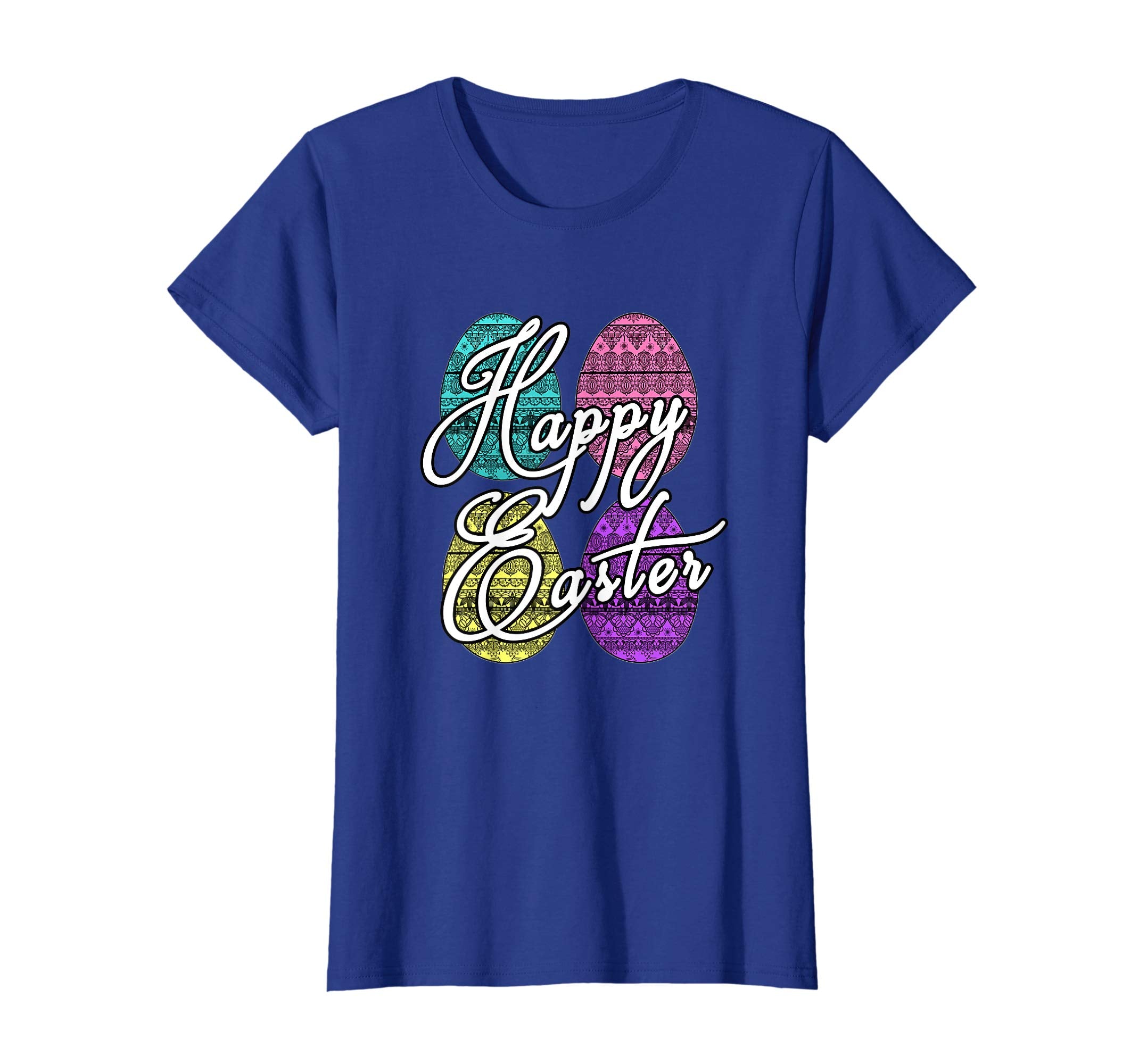 Happy Easter Holiday TShirt With Lace Easter Eggs