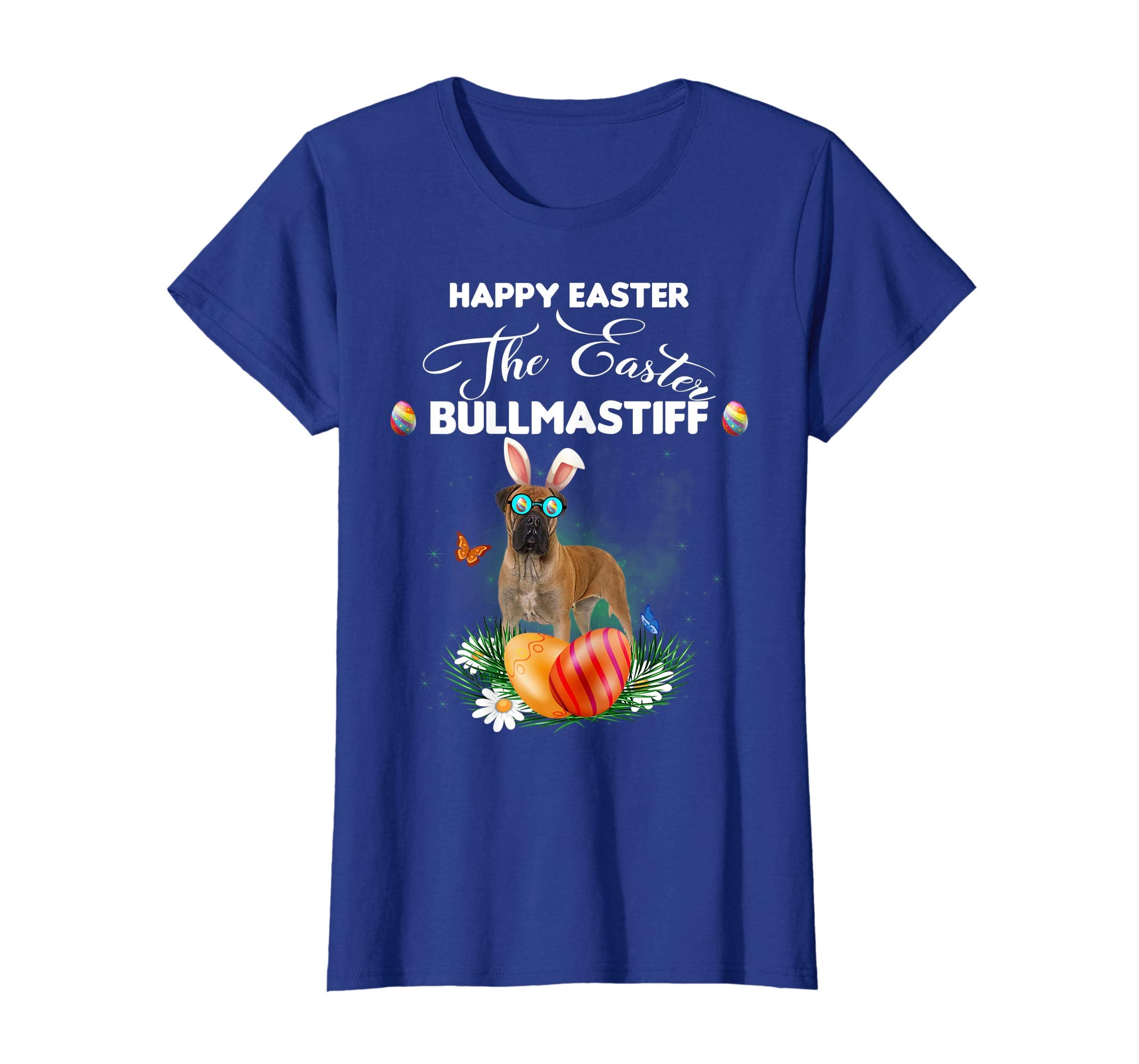 Bullmastiff Dog Sunglass Bunny Happy Easter Day Tshirt