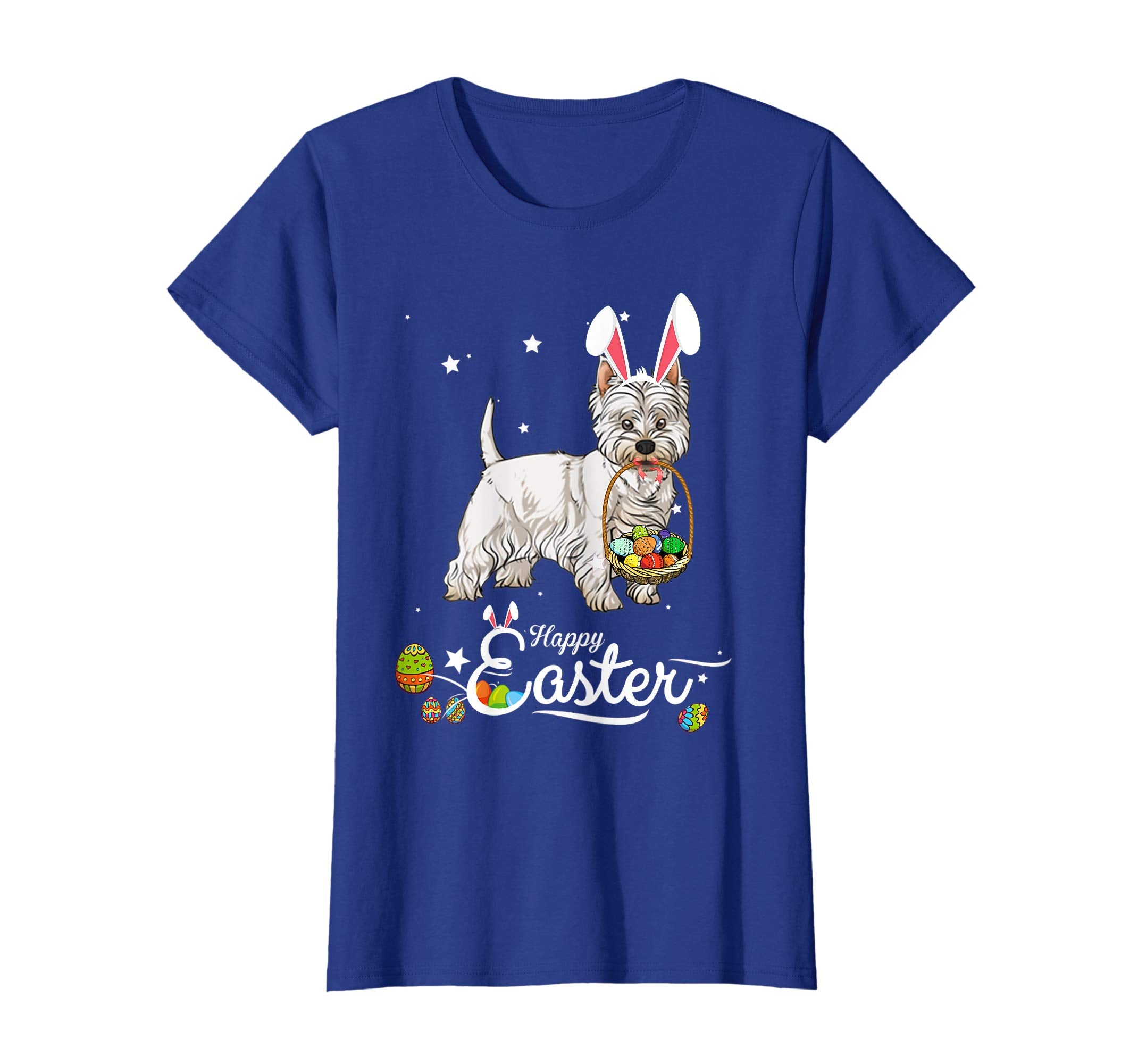 West Highland White Terrier Dog With Bunny Hat Easter TShirt