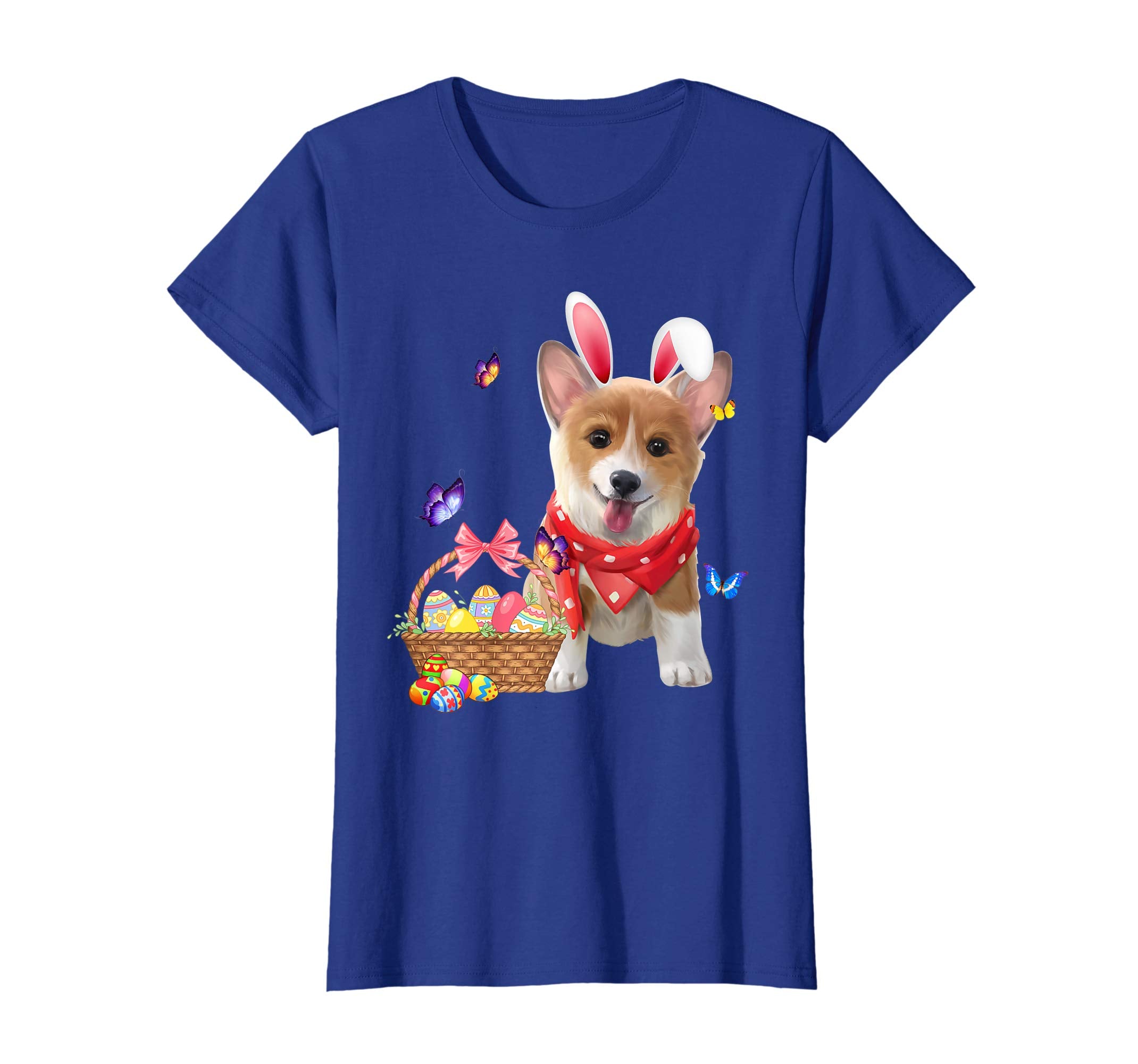 Funny Corgi Bunny with Eggs Easter T shirt Dog lovers