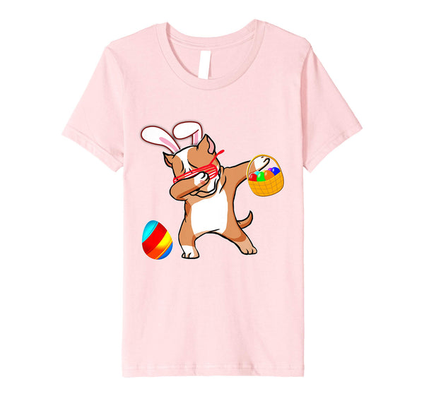 Easter Bunny Dabbing Pitbull Dog Tshirt Easter Egg Basket