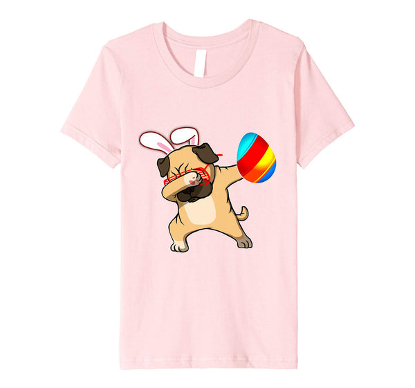 Easter Bunny Dabbing Pug Dog Tshirt Egg Ears Animal Gift