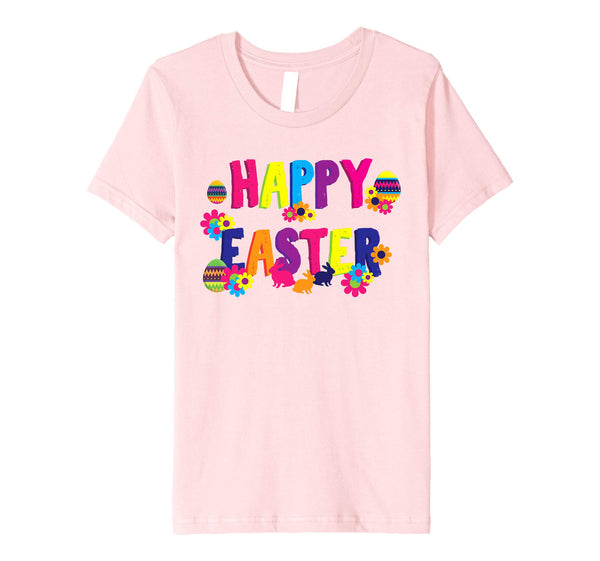 Cute Floral Happy Easter T shirt for Toddler Girls and Women