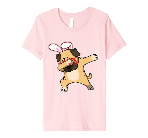 Easter Bunny Dabbing Pug Dog Tshirt Rabbit Ears Animal Gift