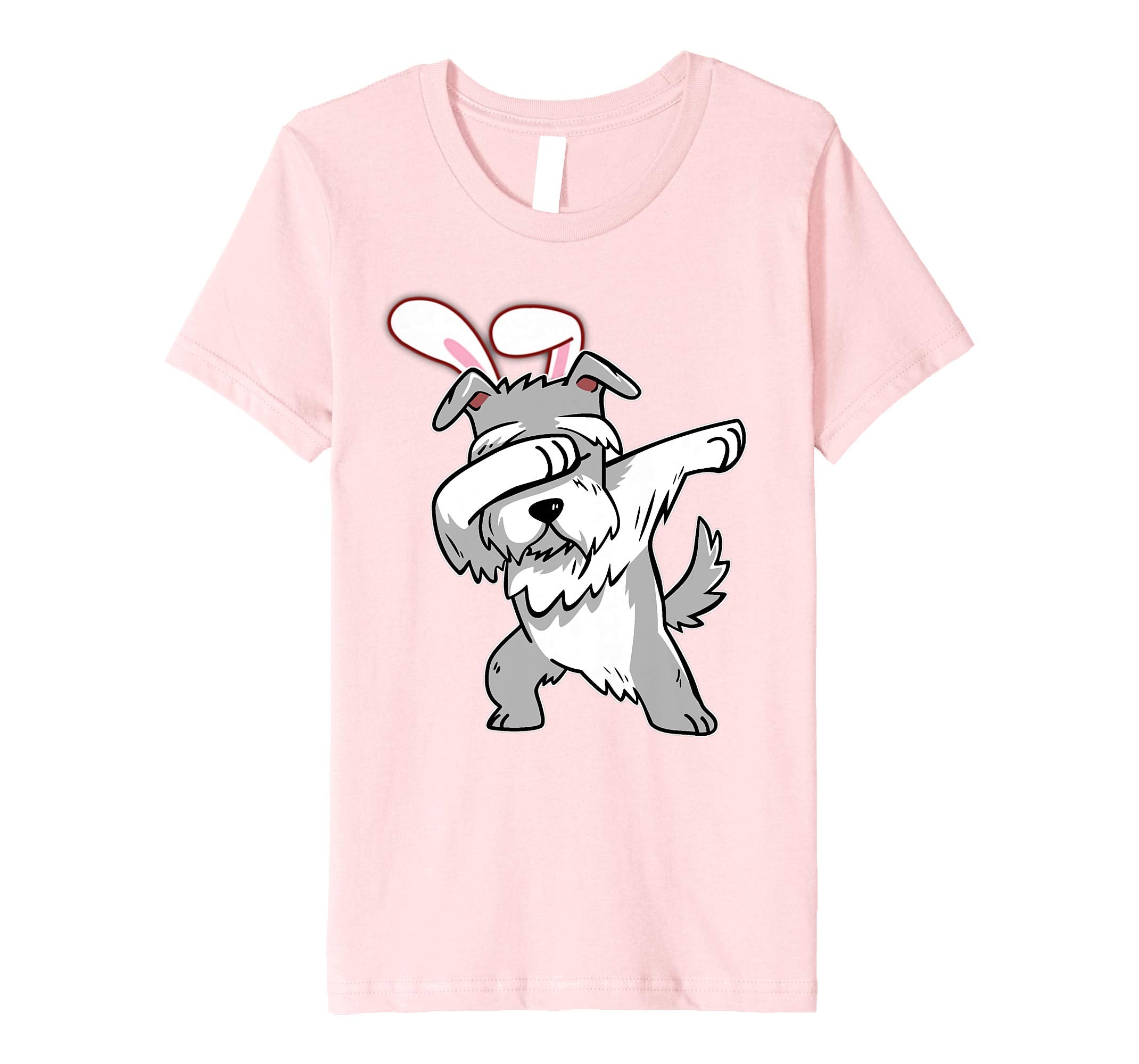 Easter Bunny Dabbing Schnauzer Dog Tshirt Rabbit Ears Gift