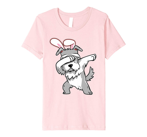 Easter Bunny Dabbing Schnauzer Dog Tshirt Rabbit Ears Gift