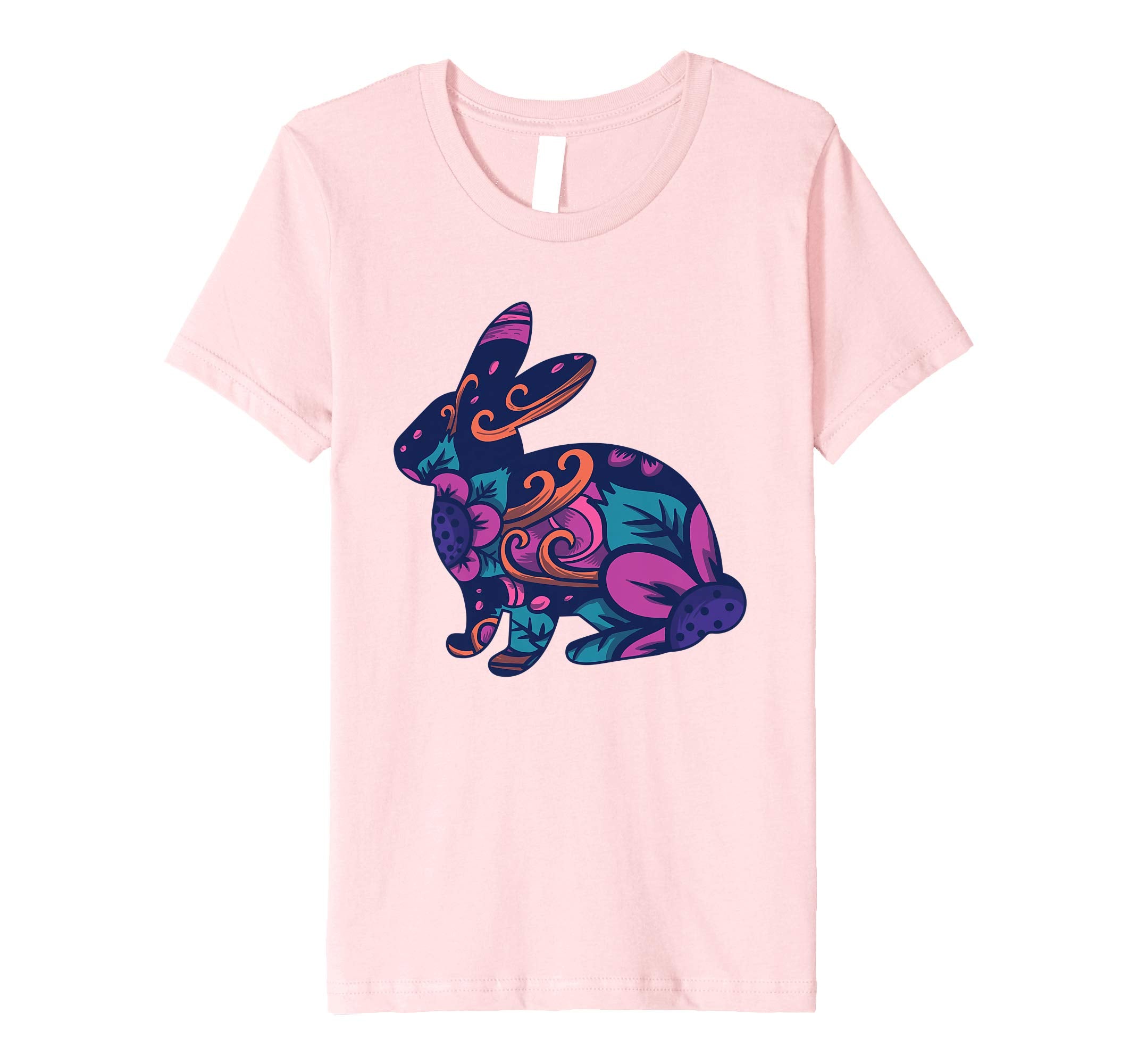 Easter T Shirt with Cute Bunny and Purple Flowers