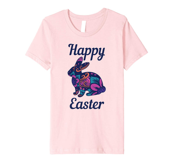 Easter T Shirt with Cute Bunny and Purple Flowers