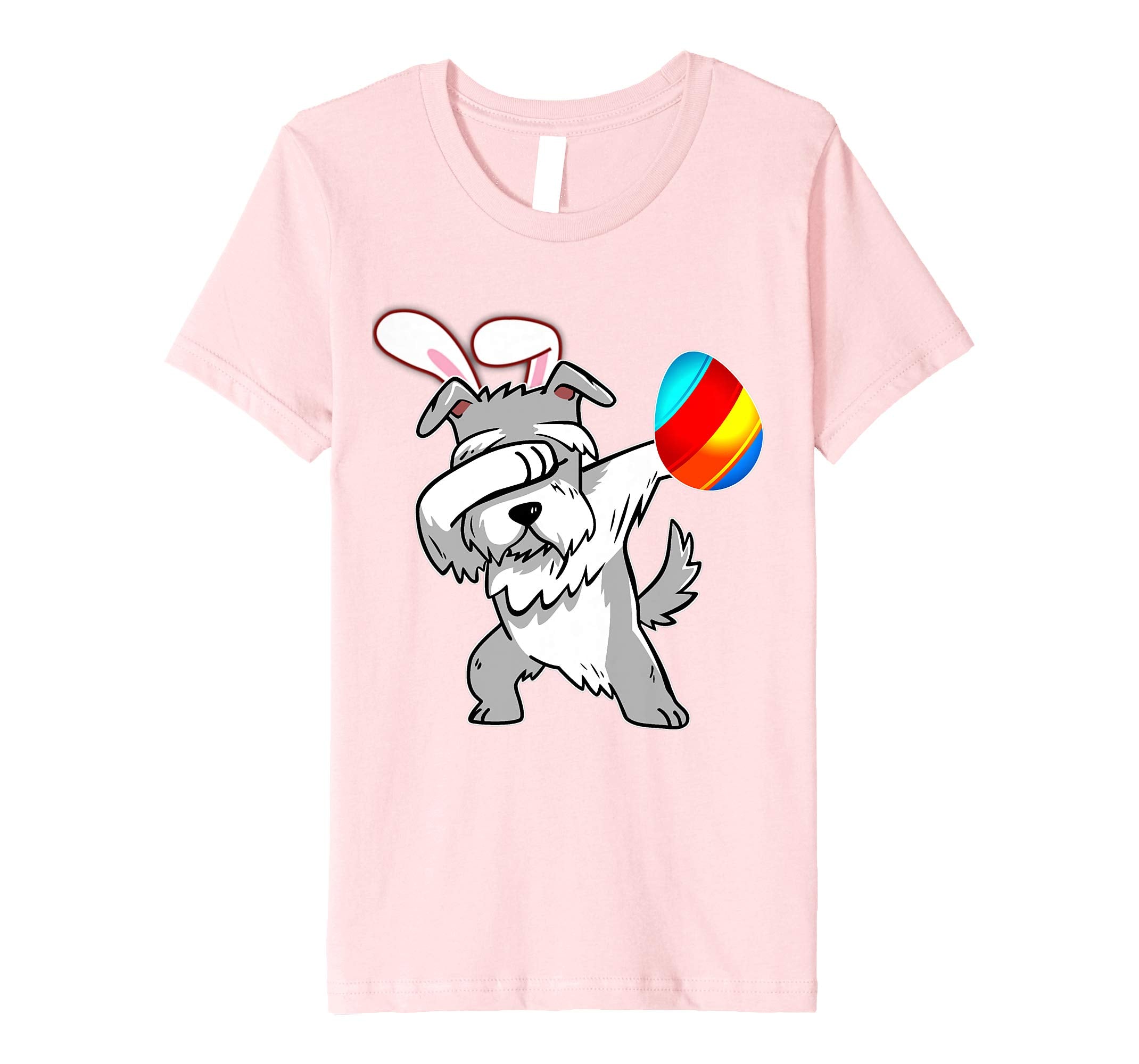Easter Bunny Dabbing Schnauzer Dog Tshirt Egg Ears Gift