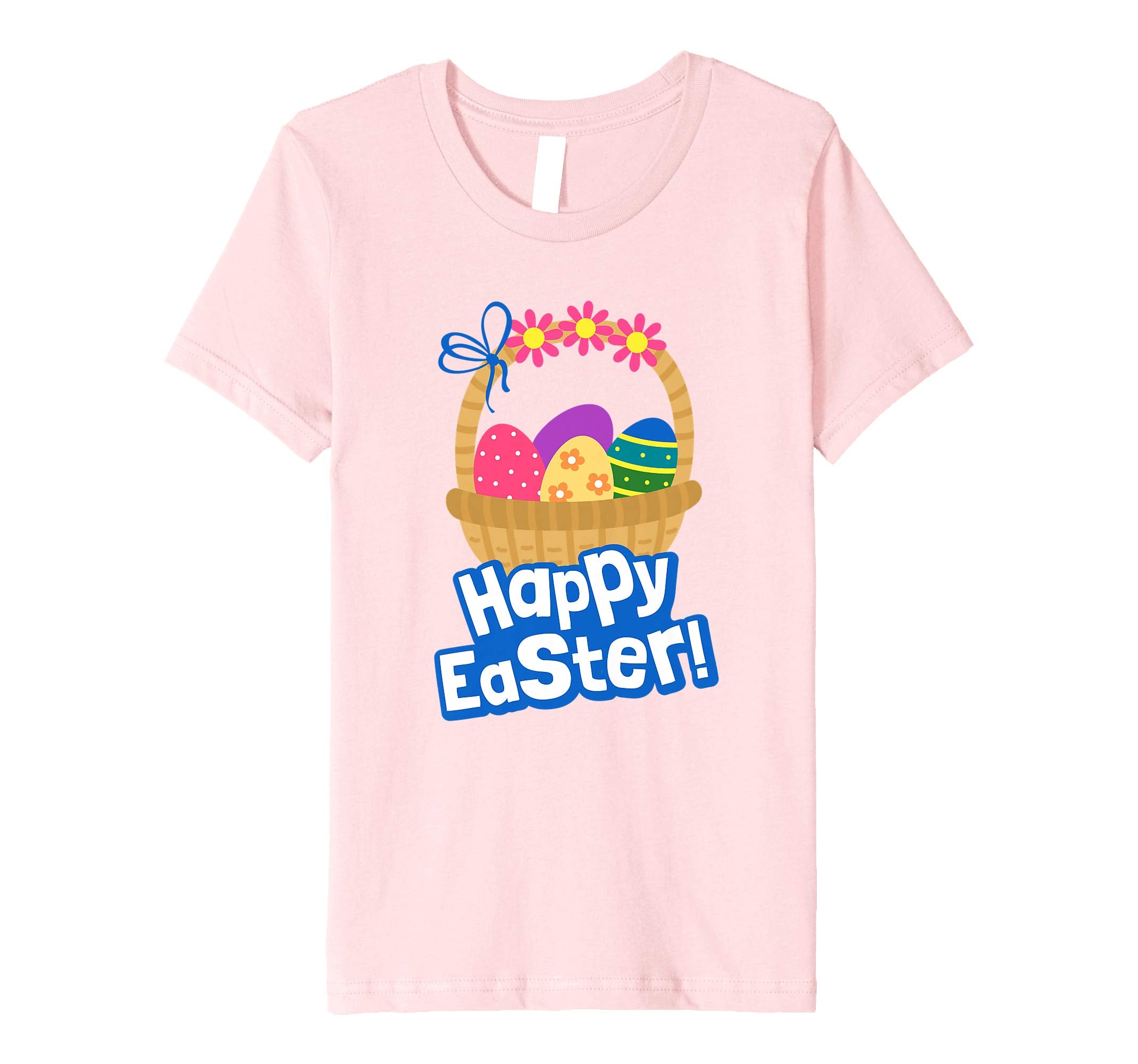 Happy Easter T Shirt A Basket Of Easter Eggs With Flowers