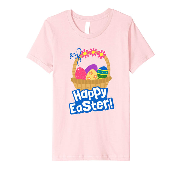 Happy Easter T Shirt A Basket Of Easter Eggs With Flowers