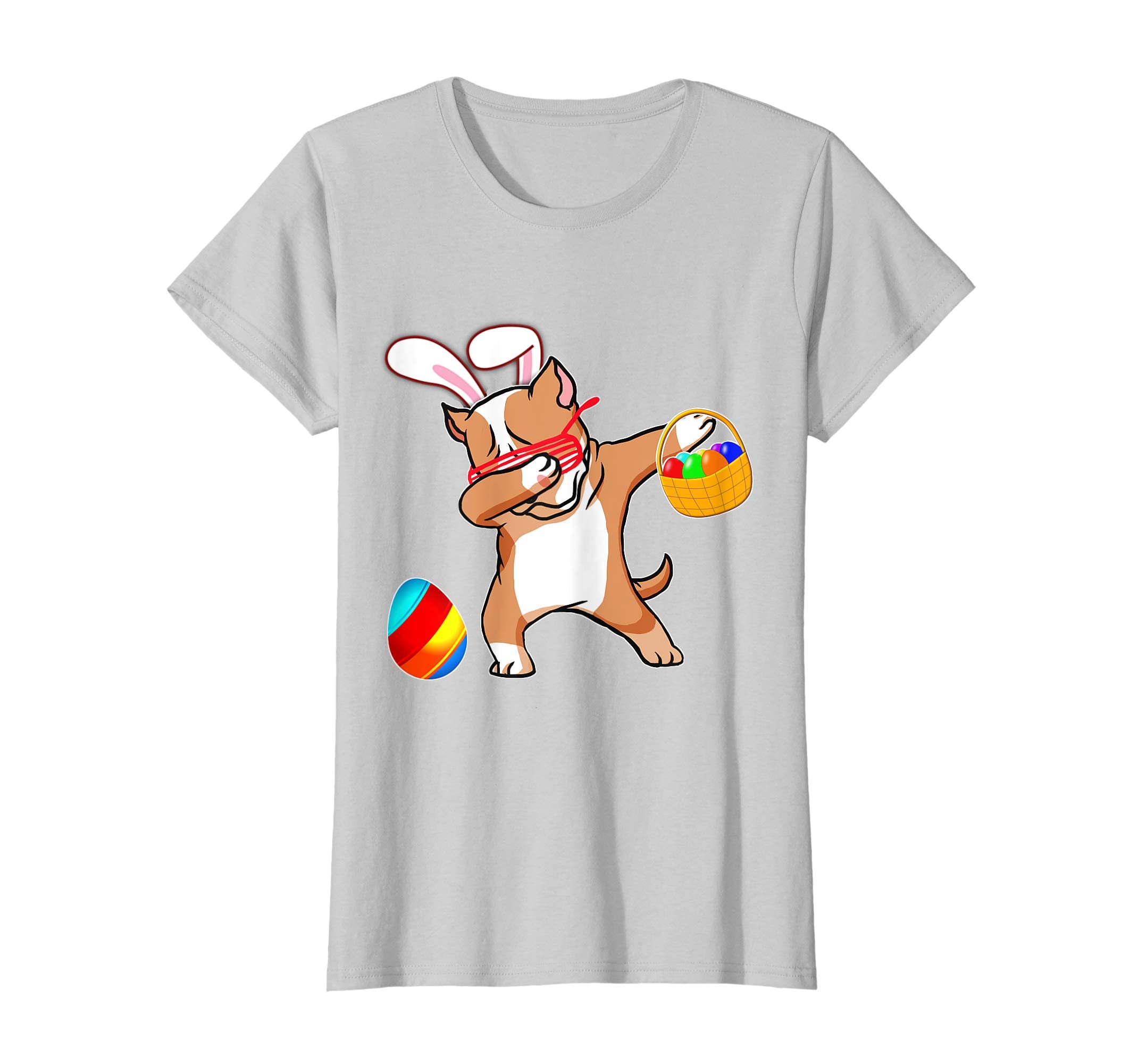 Easter Bunny Dabbing Pitbull Dog Tshirt Easter Egg Basket