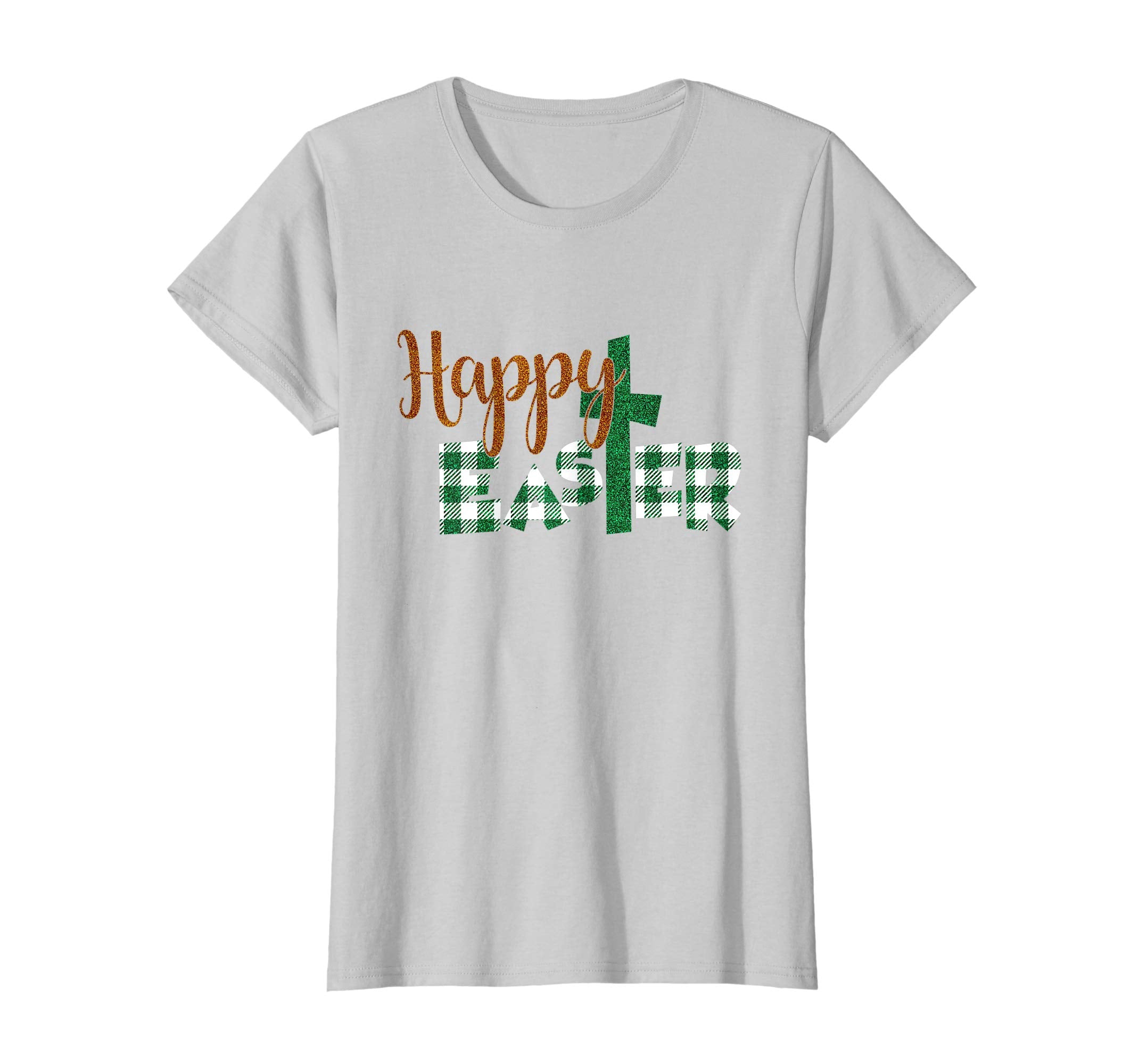 Happy Easter Christian Plaid Cross Woman T Shirt