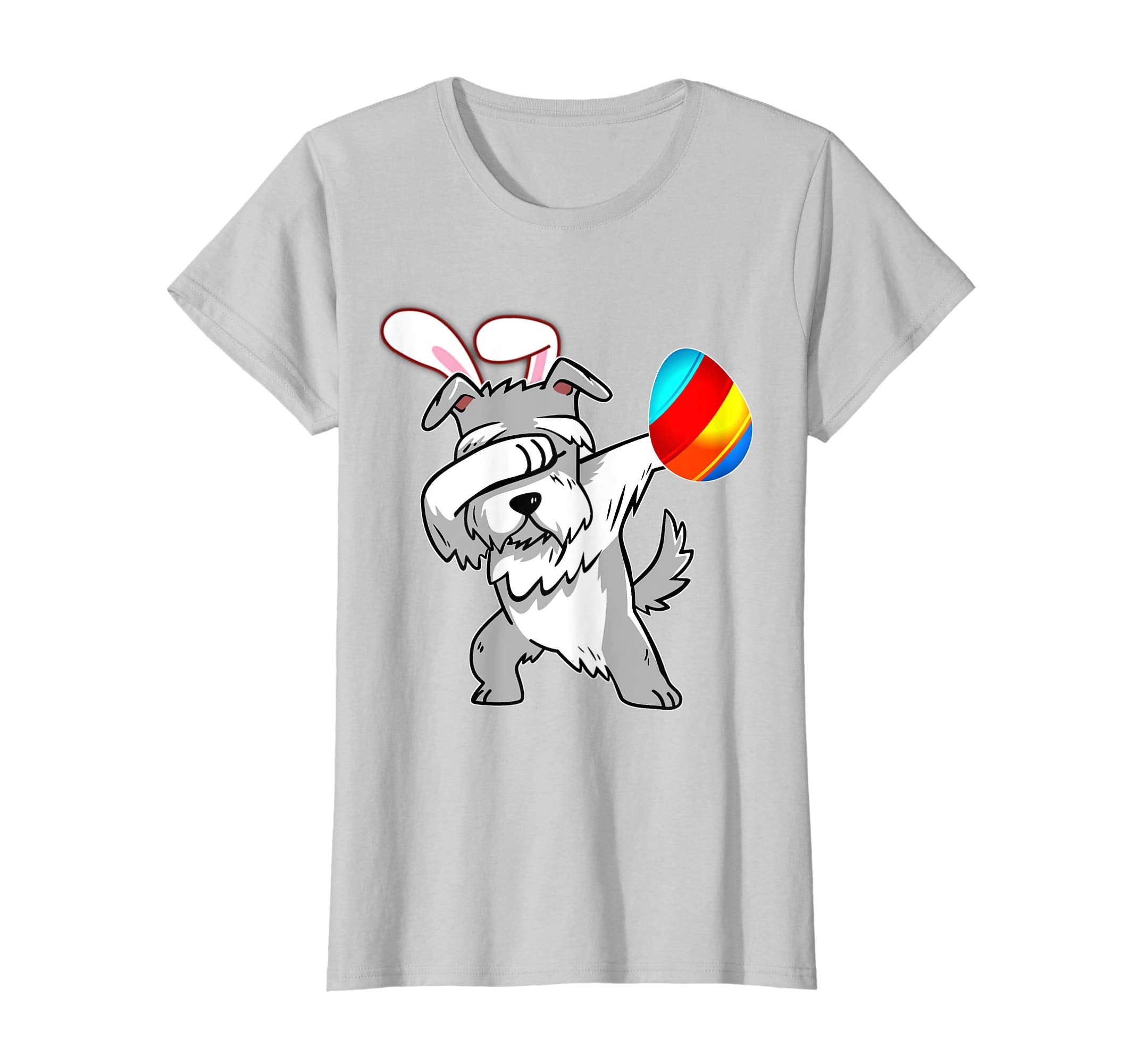 Easter Bunny Dabbing Schnauzer Dog Tshirt Egg Ears Gift