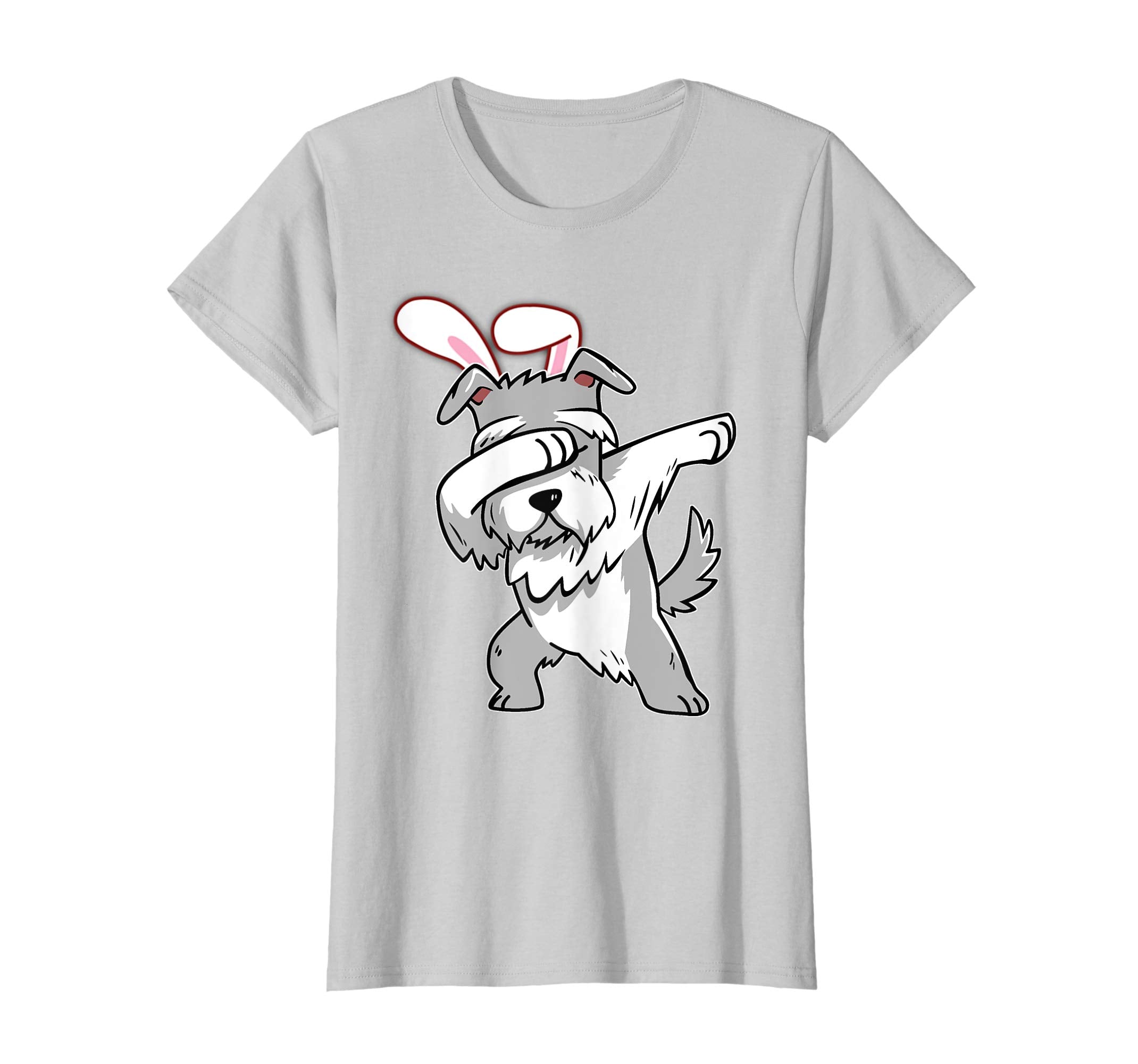 Easter Bunny Dabbing Schnauzer Dog Tshirt Rabbit Ears Gift