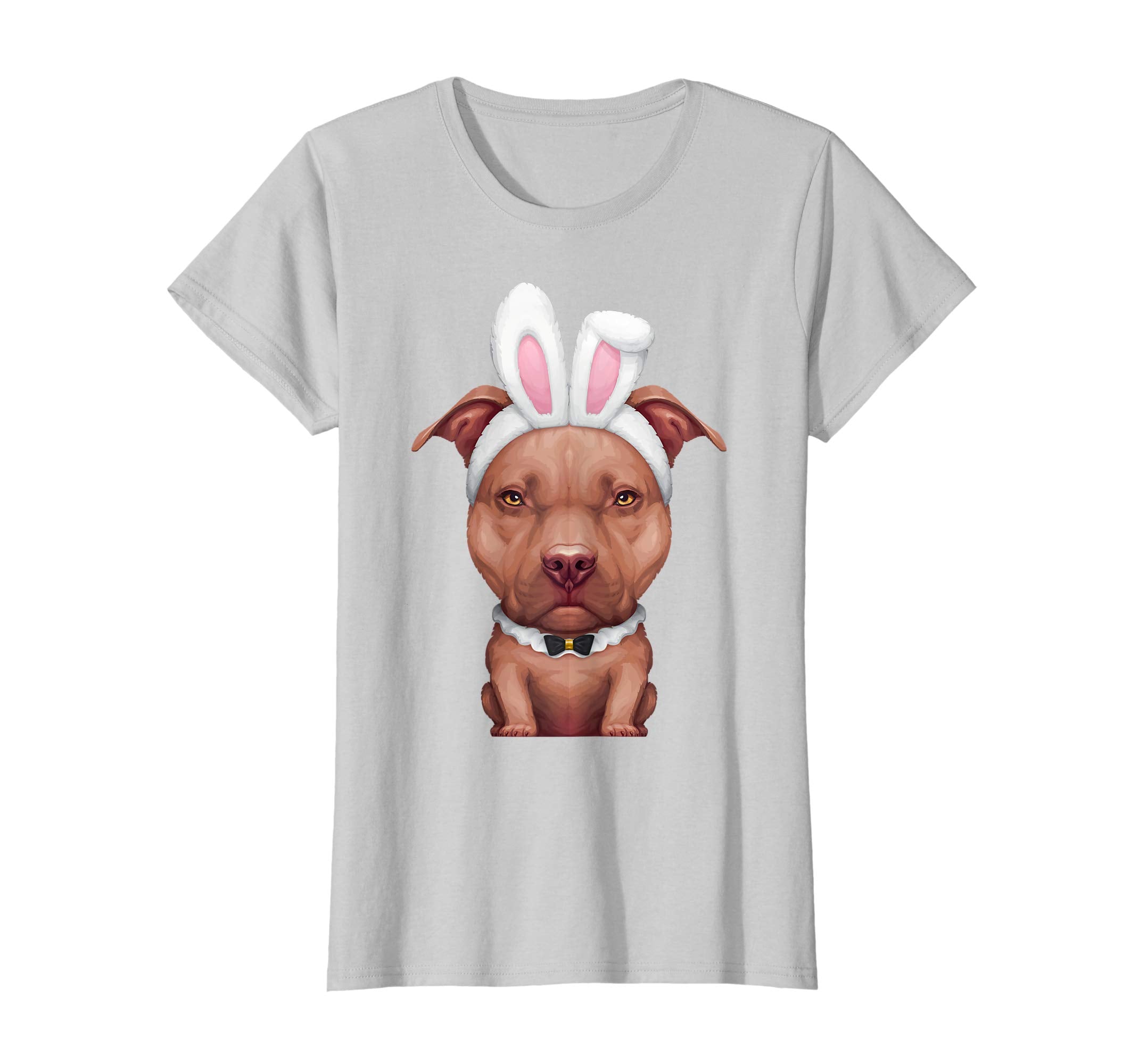 Chocolate Pit Bull Terrier in Easter Bunny Costume T-Shirt