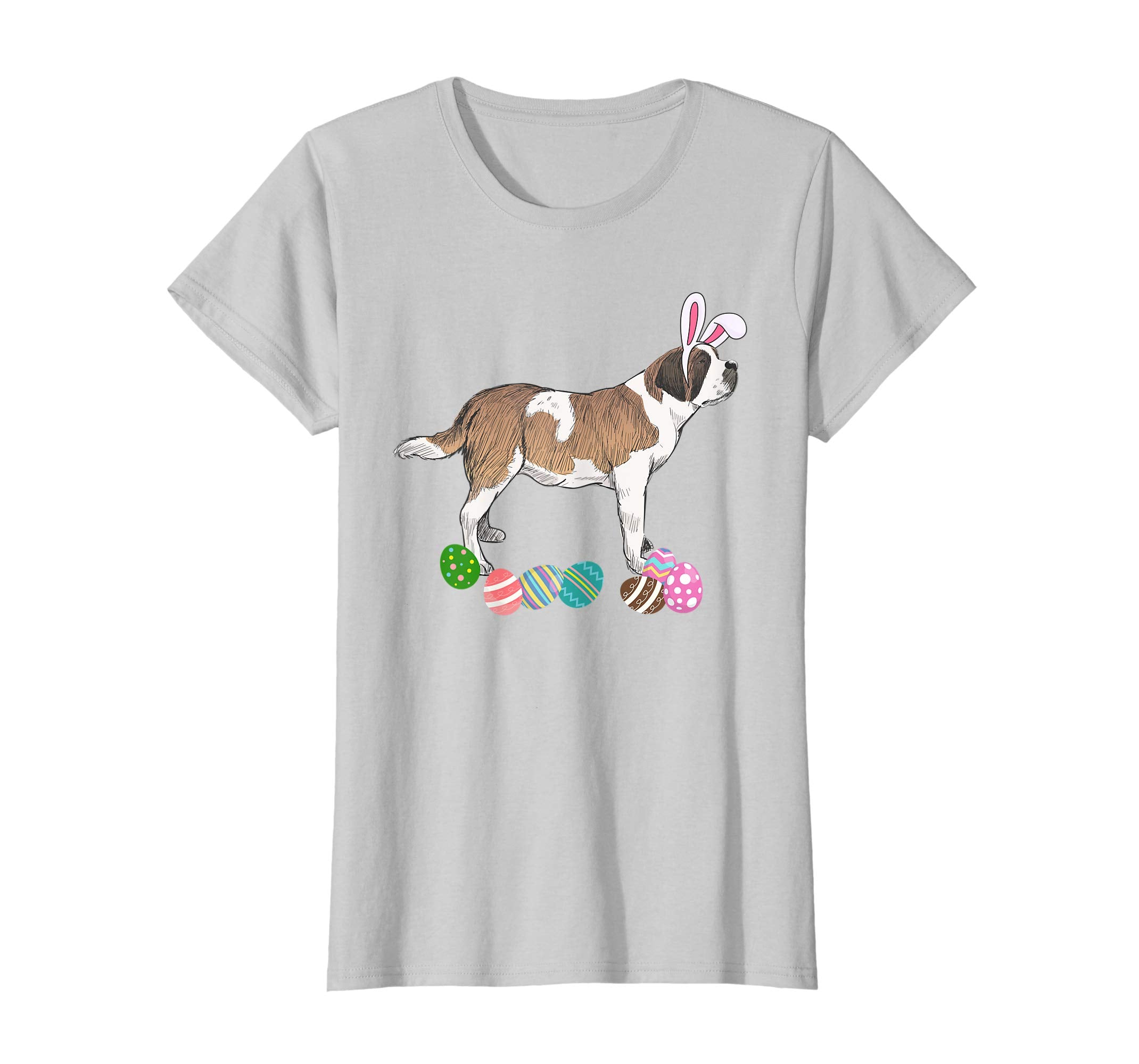 Saint Bernard Bunny Rabbit Hat Easter Eggs Happy T-Shirt