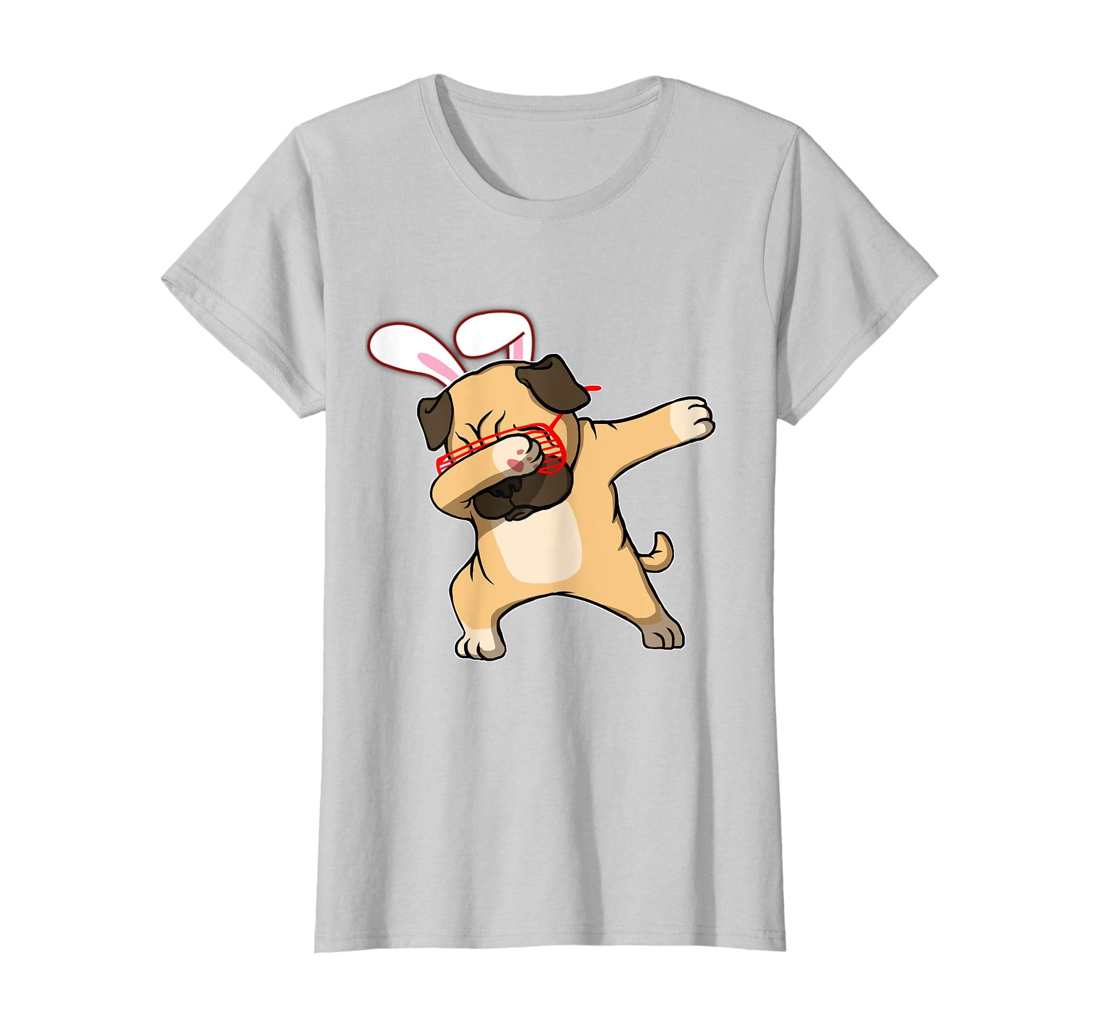 Easter Bunny Dabbing Pug Dog Tshirt Rabbit Ears Animal Gift