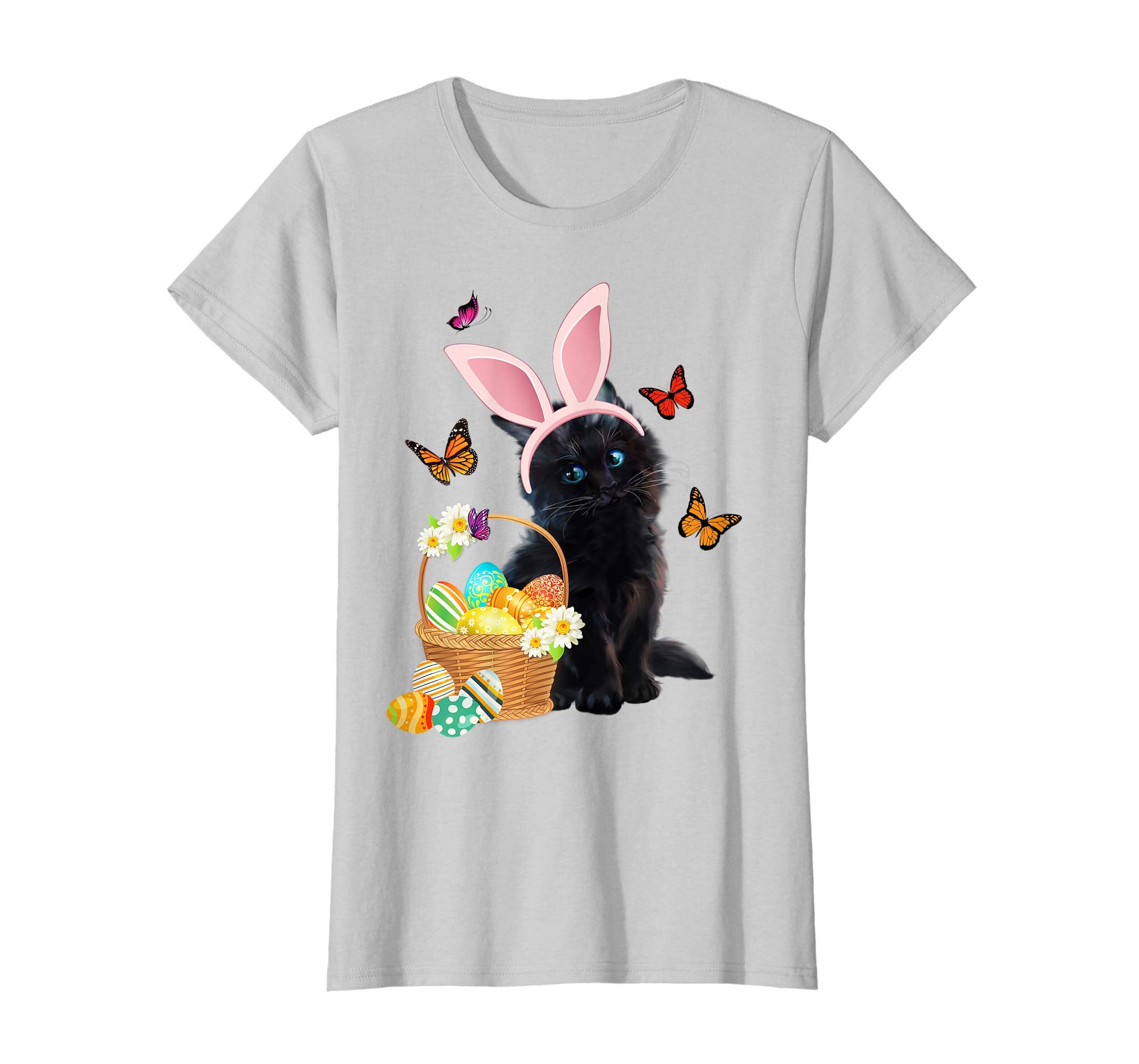 Black Cat Bunny Hat Rabbit Easter Eggs Shirt