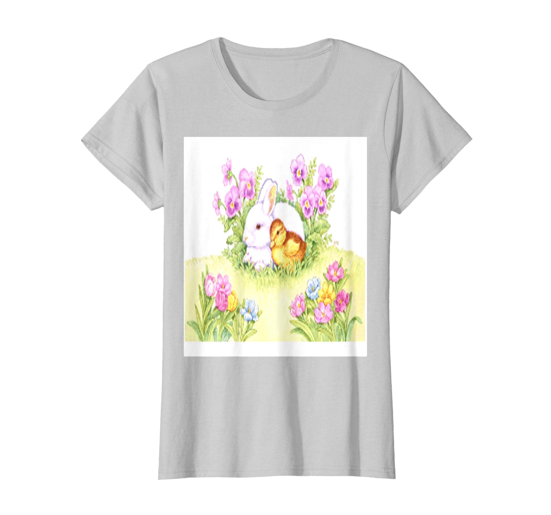 Easter Bunny, Duckling and Flowers Standard T Shirts