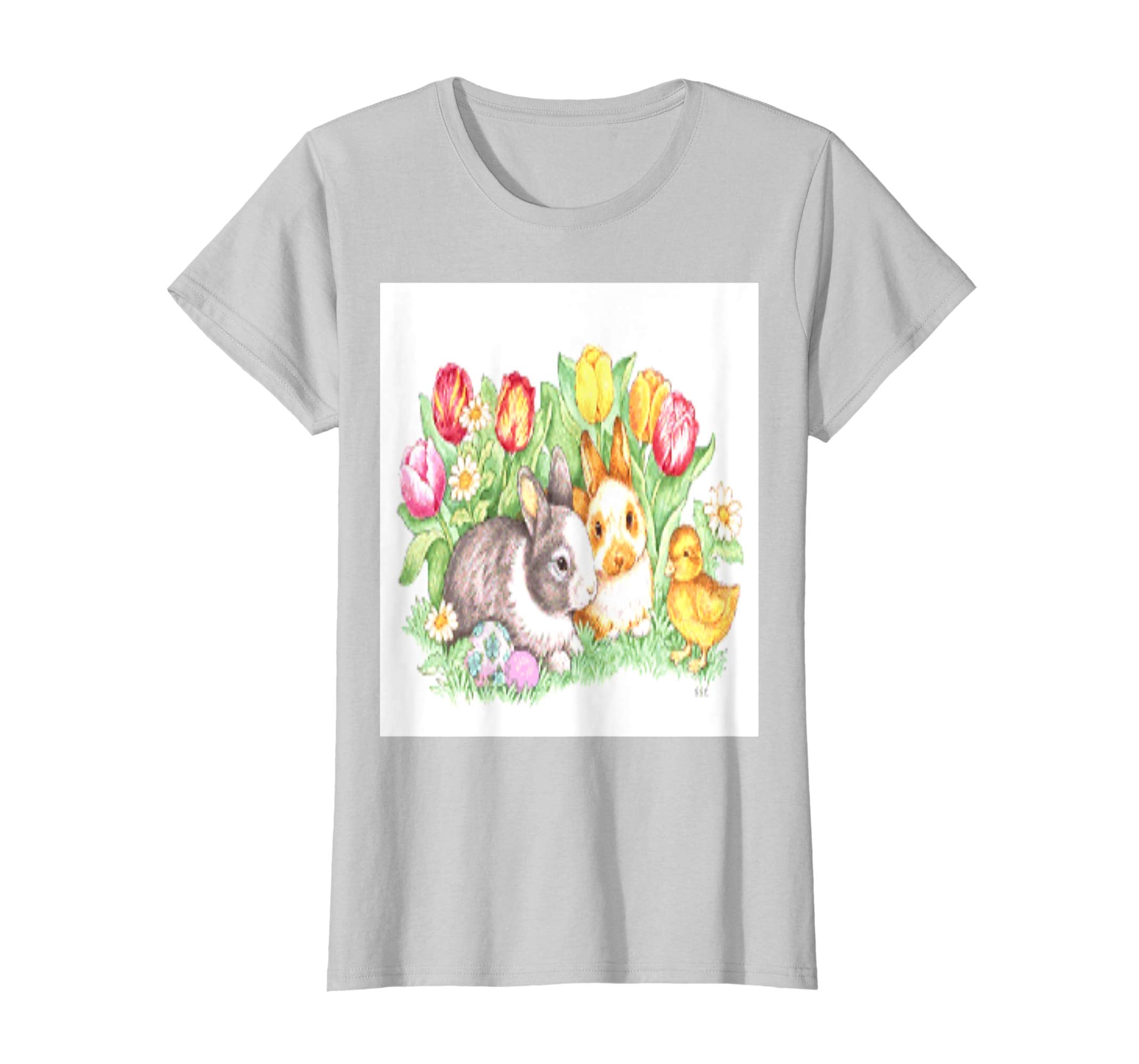 Easter Bunnies, Duckling and Tulips Standard T Shirts
