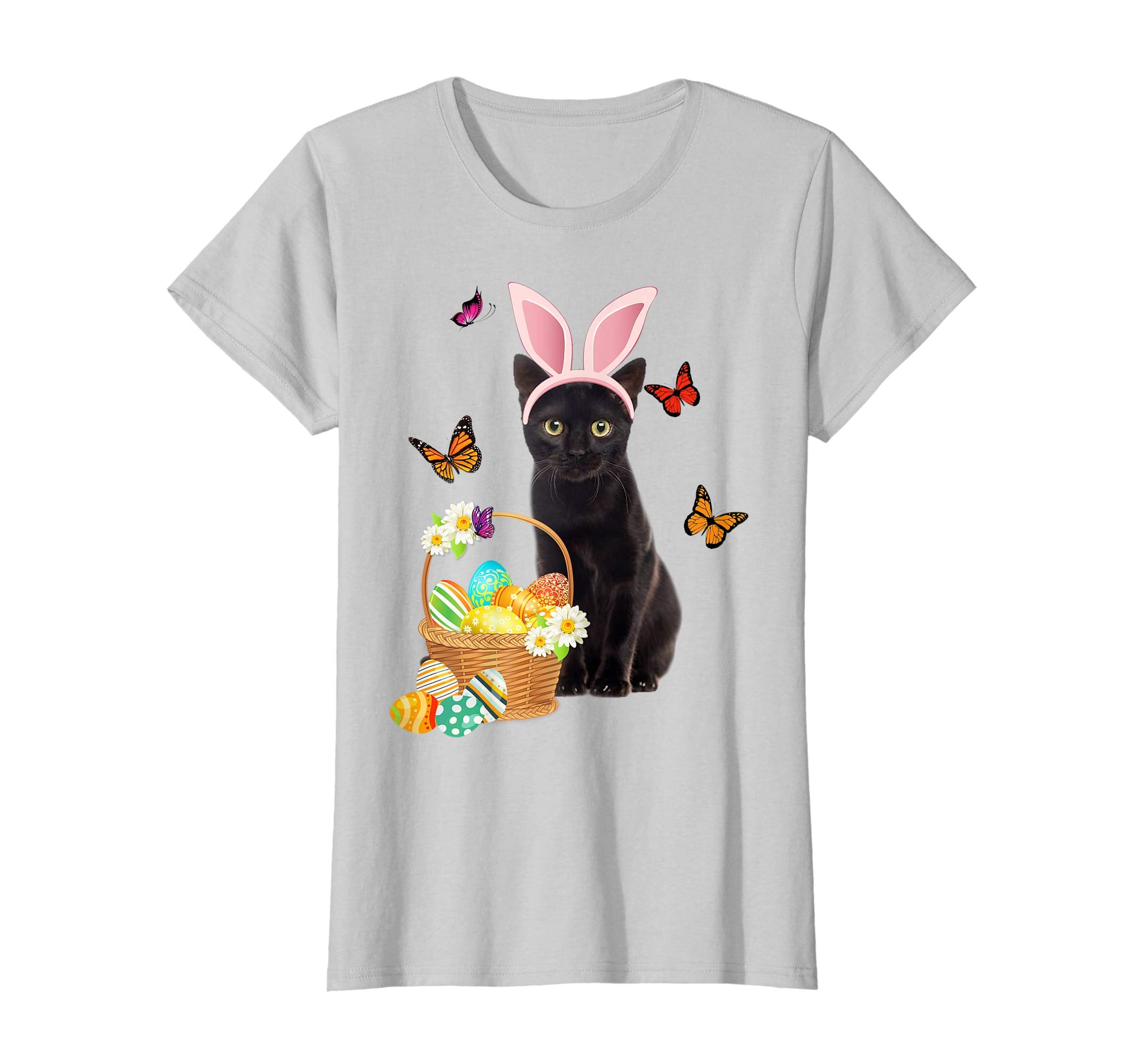 Black Cat Bunny Hat Rabbit Easter Eggs Shirt