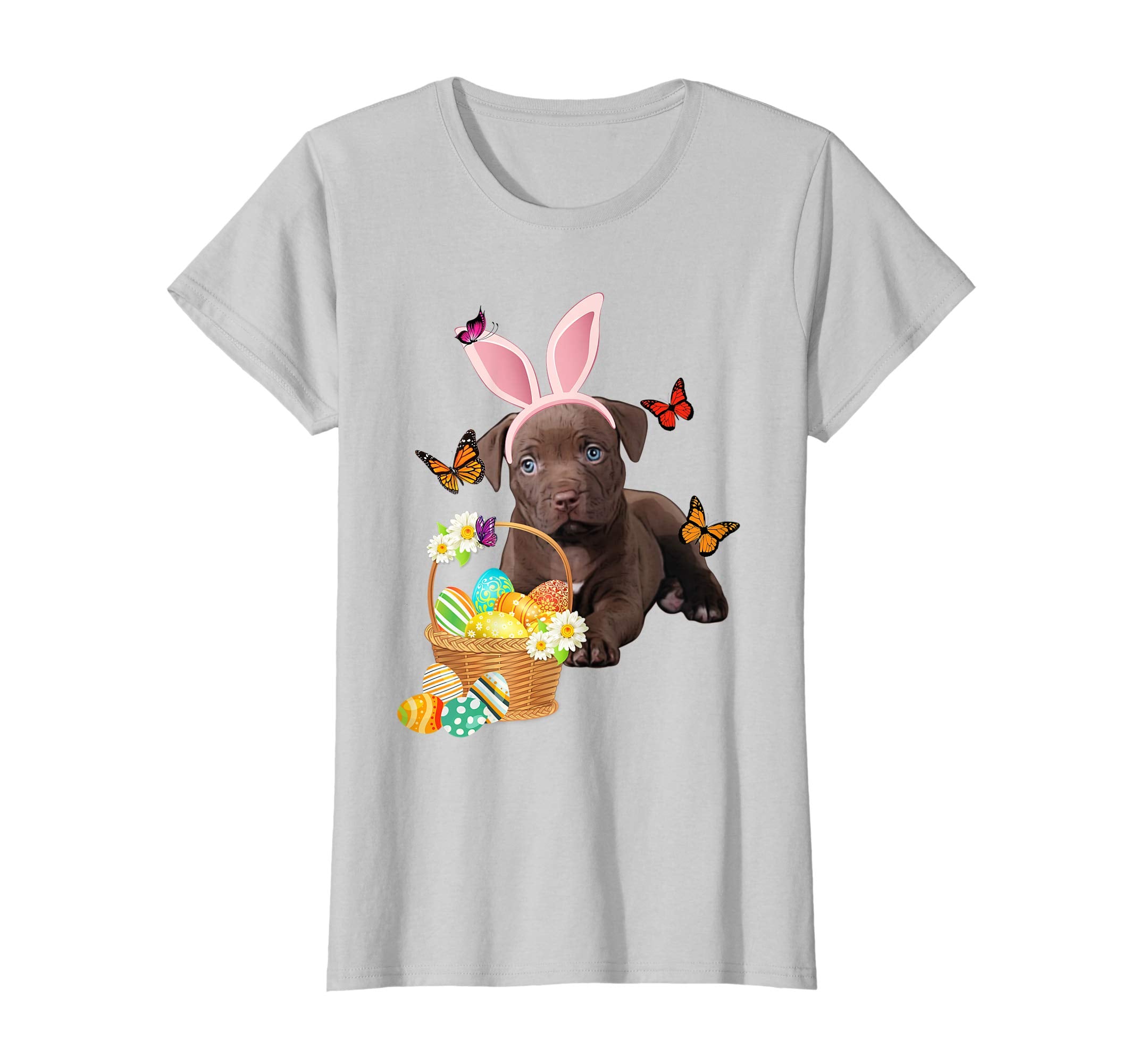 Pitbull Baby Bunny Hat Rabbit Easter Eggs Shirt