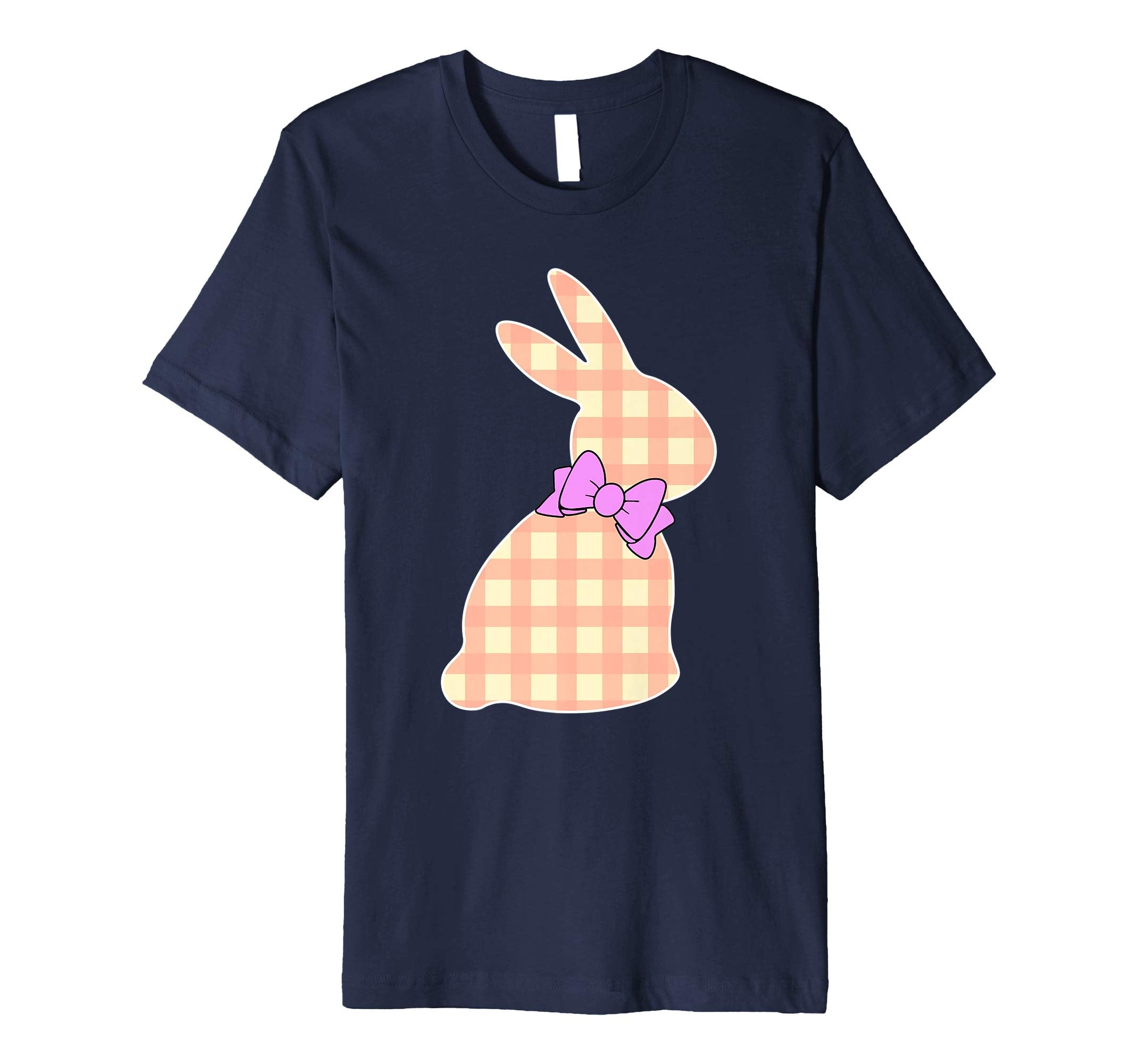 Happy Easter Buffalo Plaid Bunny Bow Boys Girls Kids T Shirt