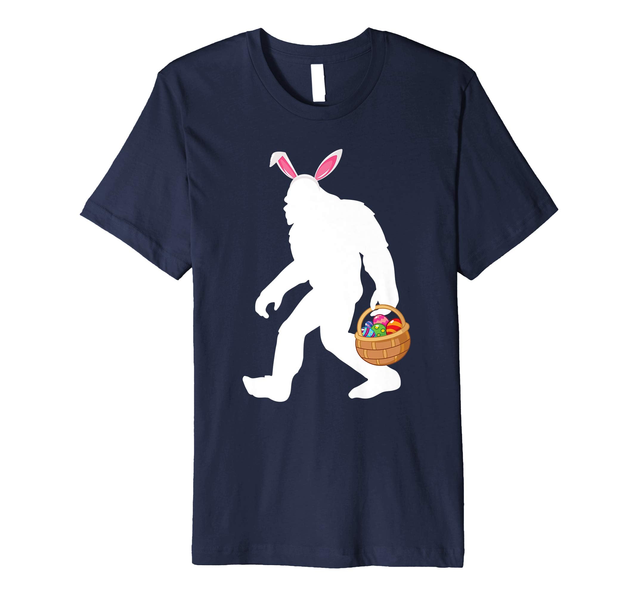 Bigfoot Bunny Face And Easter Eggs Basket Happy Easter Shirt