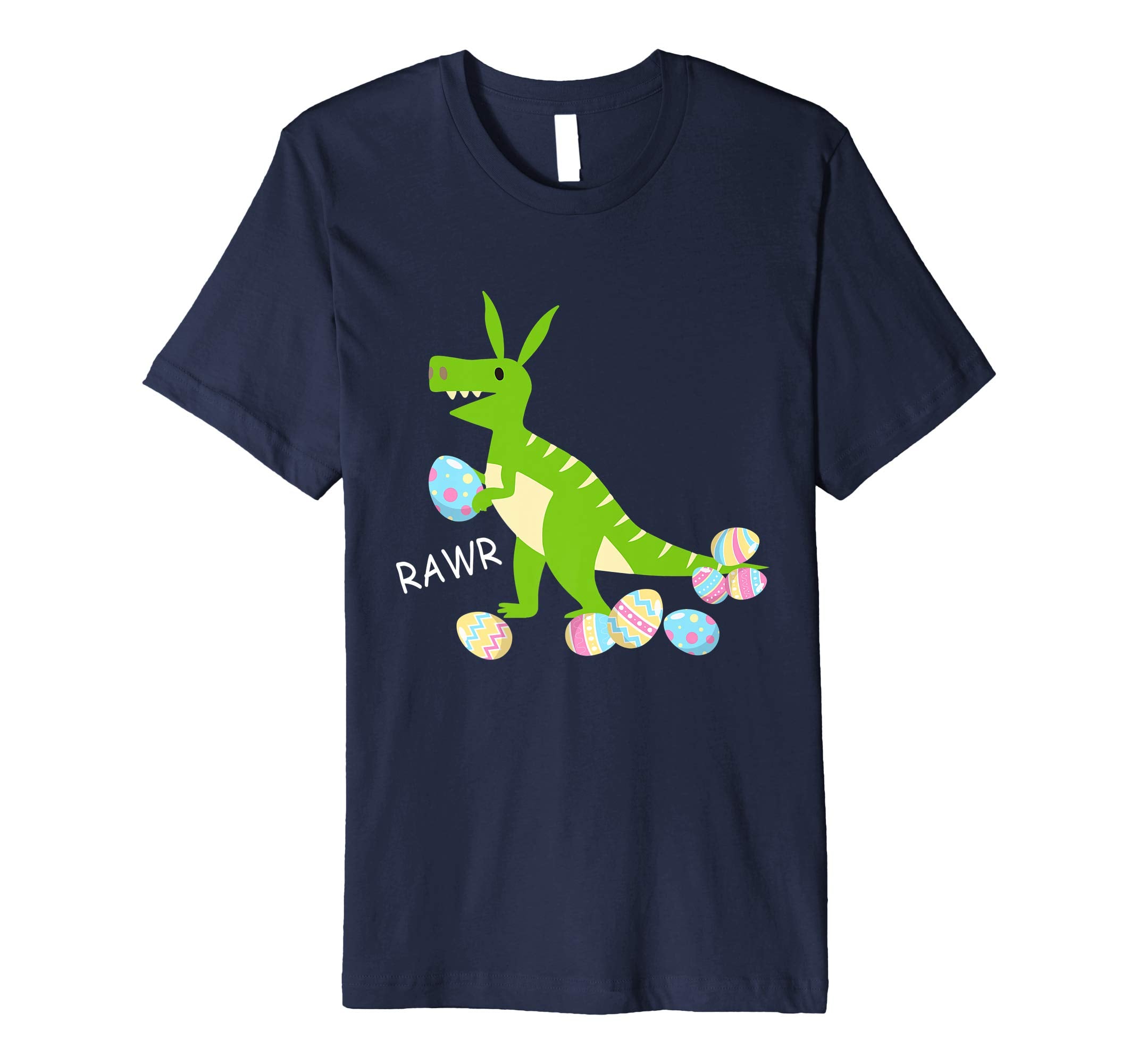 Green Dinosaur T-rex Bunny Playing Easter Eggs Happy Shirt