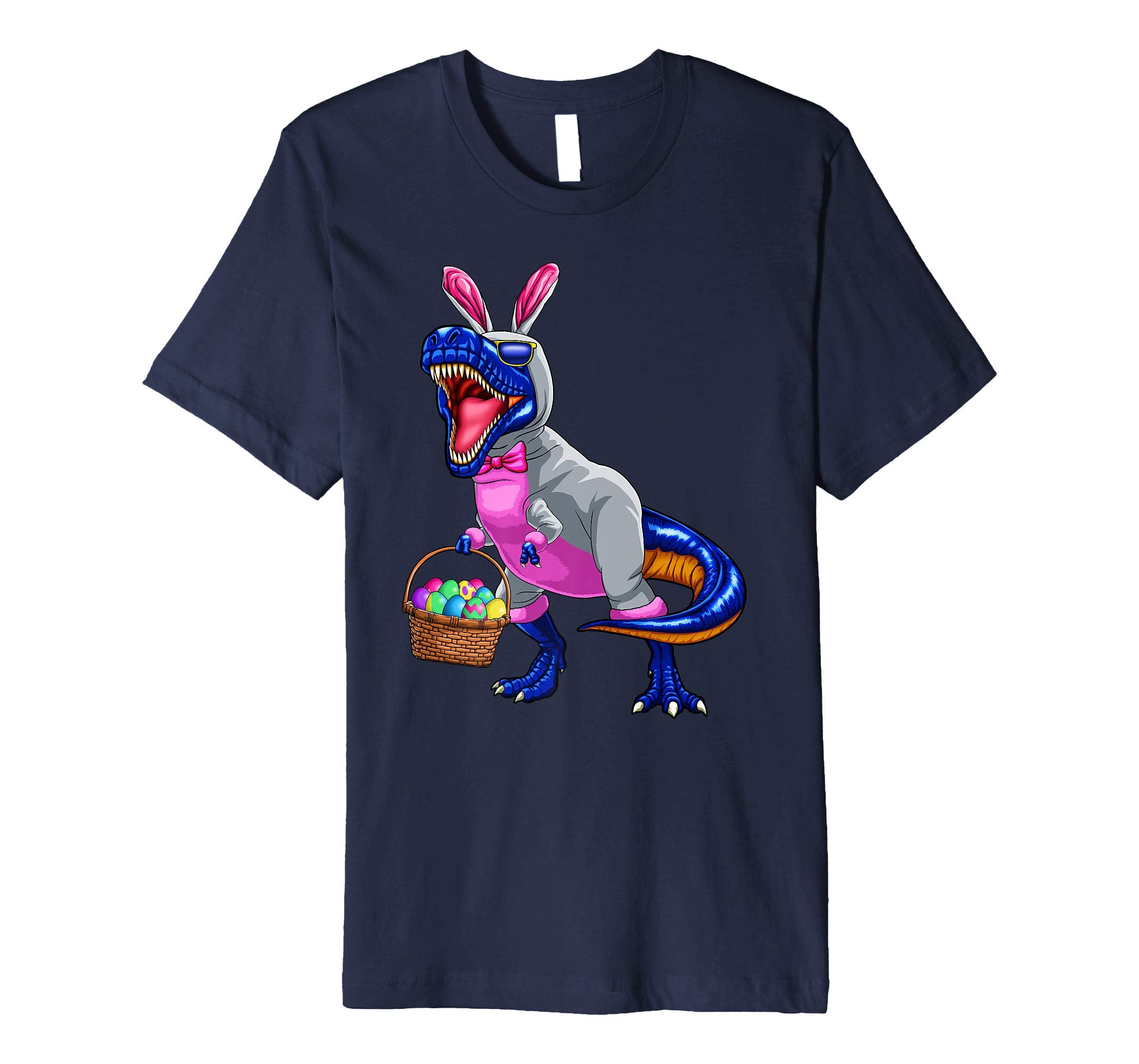 Easter T Rex Dinosaur Shirt Kids Boys Bunny Basket Eggs