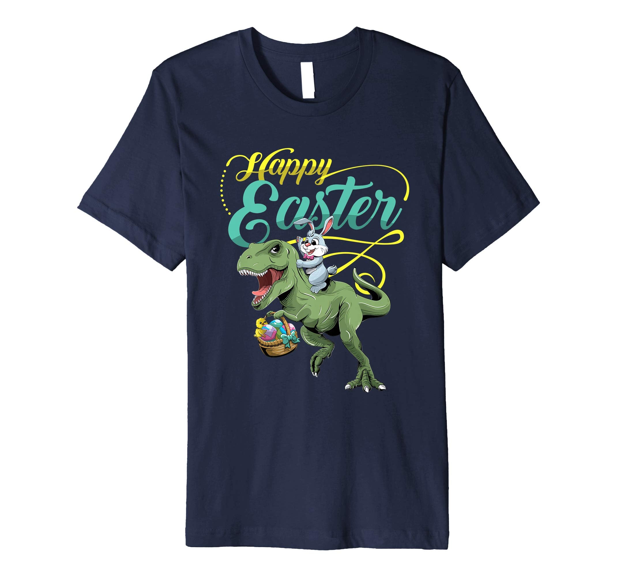 Easter T Shirt for Kids with Cool Bunny and T-rex Egg Hunt