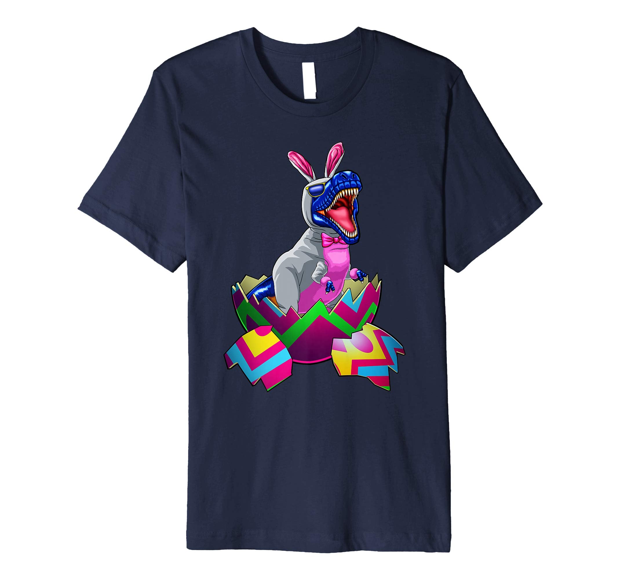 Easter T Rex Dinosaur Shirt Kids Boys Bunny Basket Eggs
