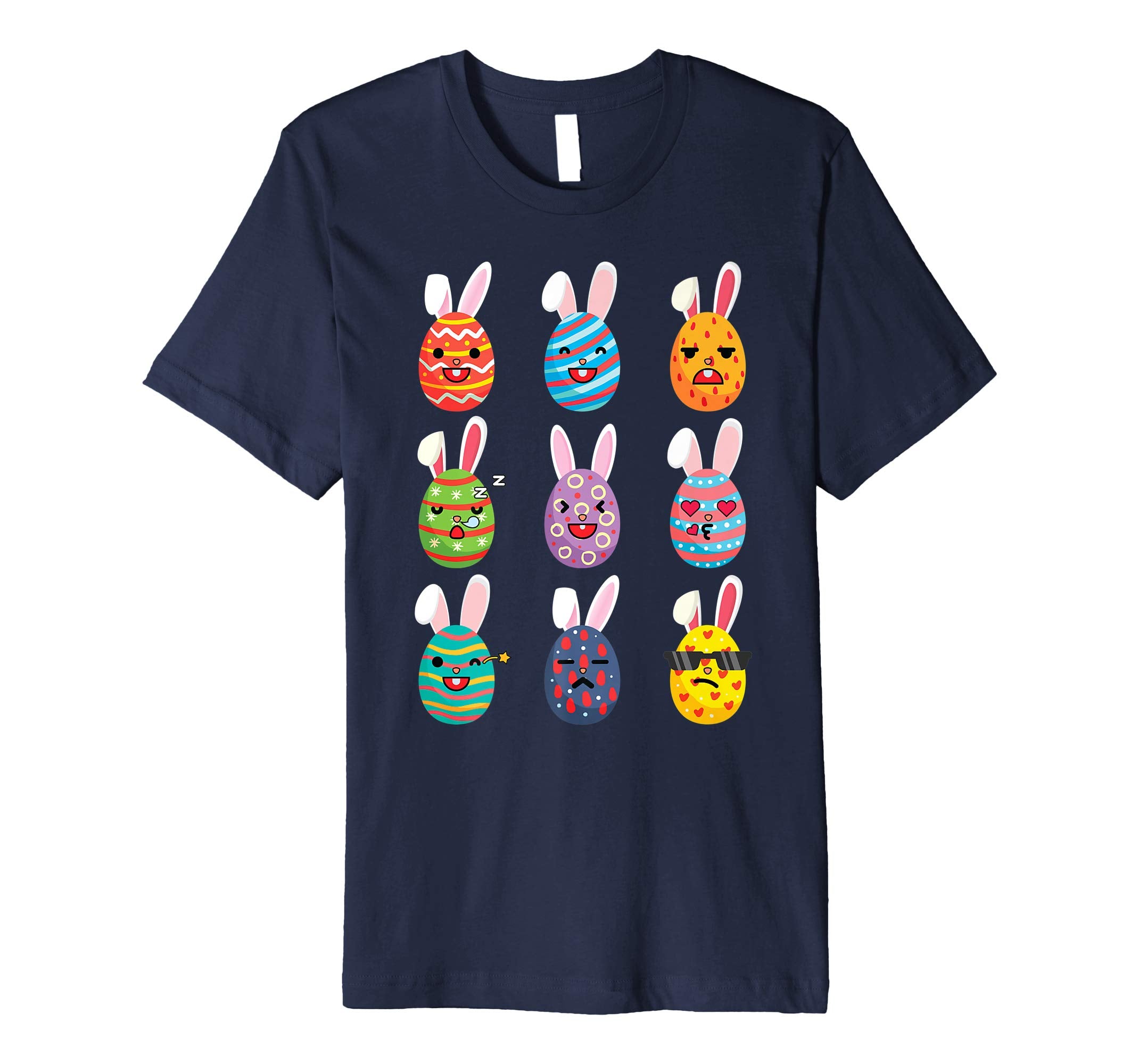 Nine Easter Eggs Bunny Emotion Face Happy Easter Day Shirt