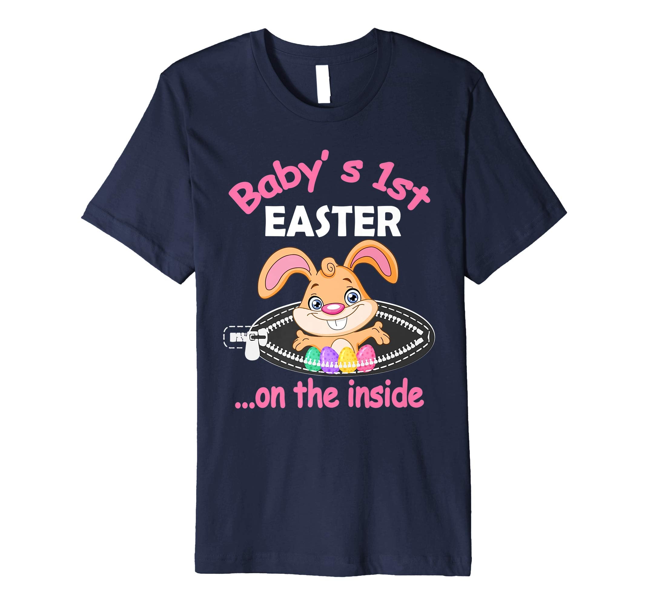 Pregnant Bunny &amp; Eggs Baby's 1st Easter On The Inside Shirt