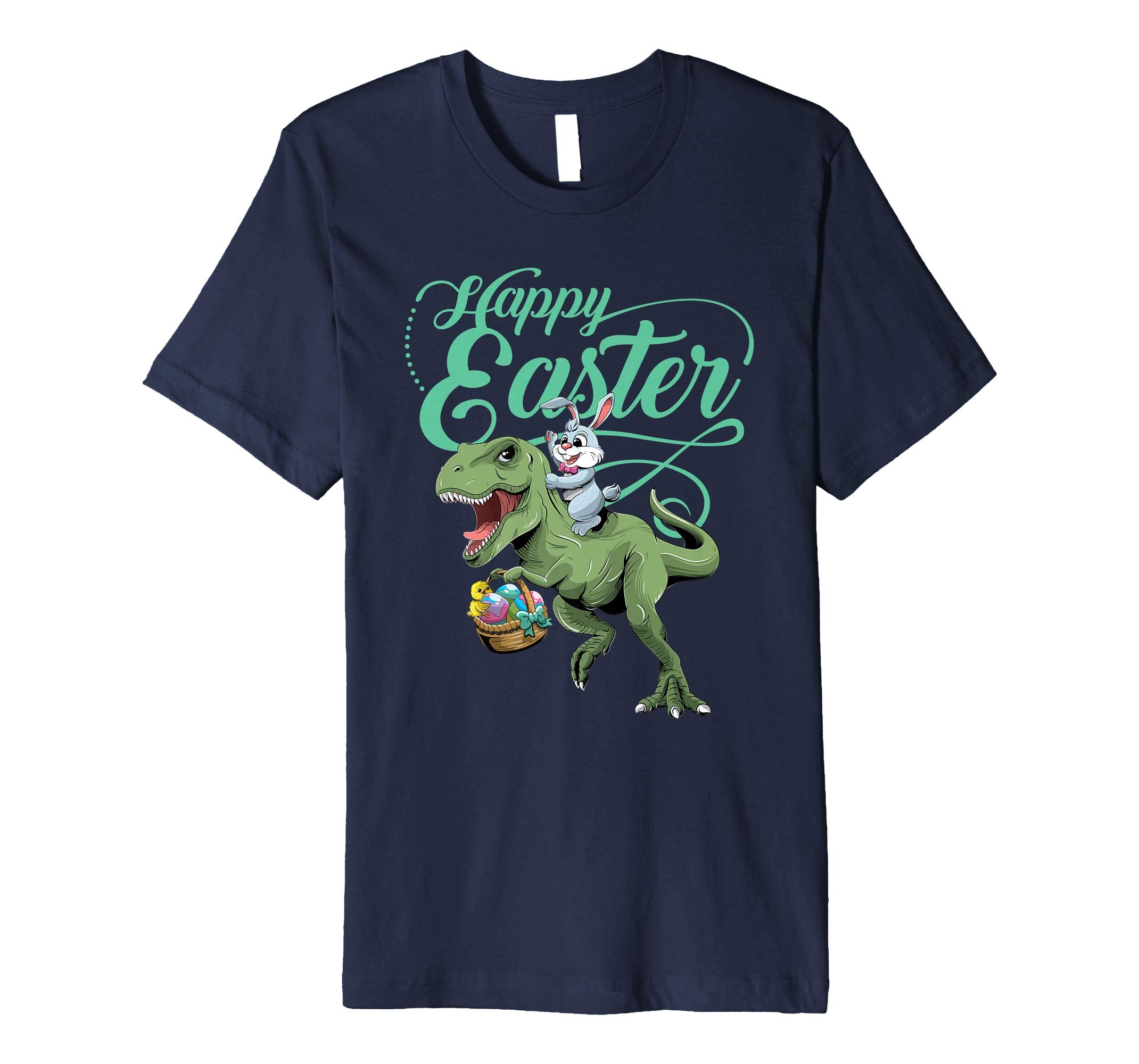 Easter T Shirt for Kids with Cool Bunny and T-rex Egg Hunt