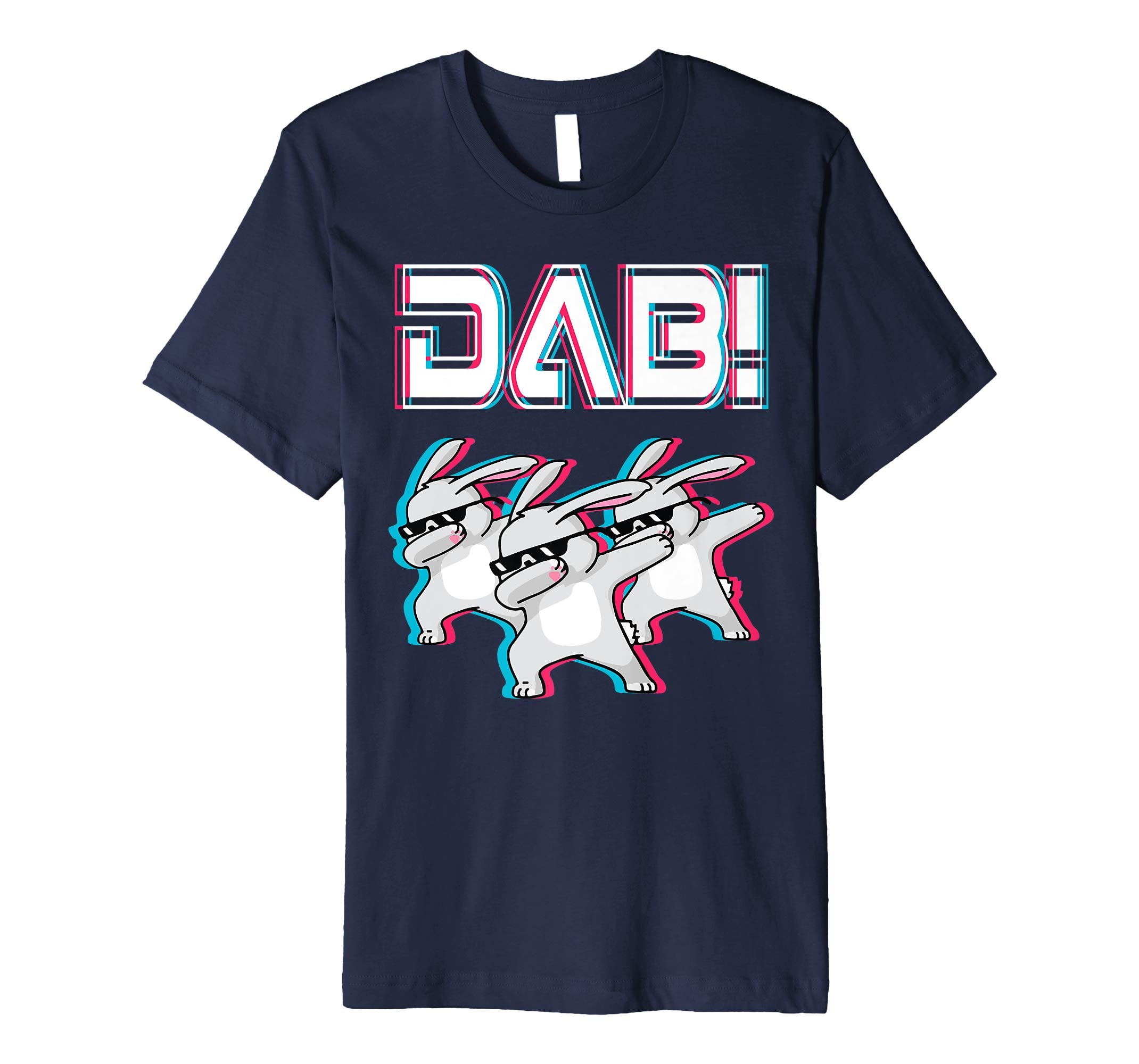 Light Retro Three Bunny Dabbing Dance Happy Easter Shirt DAB