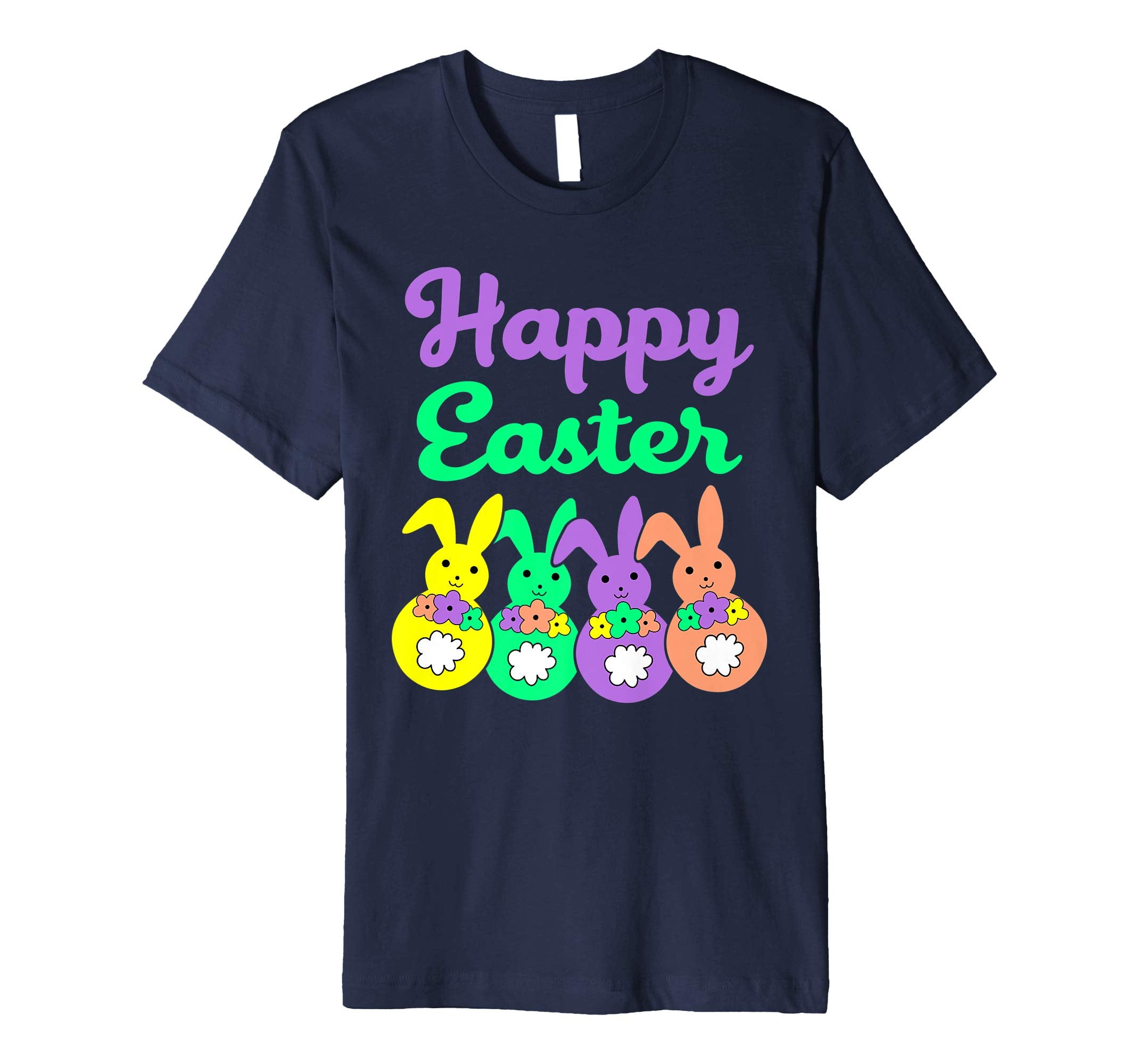 Happy Easter Egg Hunt Bunnies Bow Boys Girls Kids T Shirt