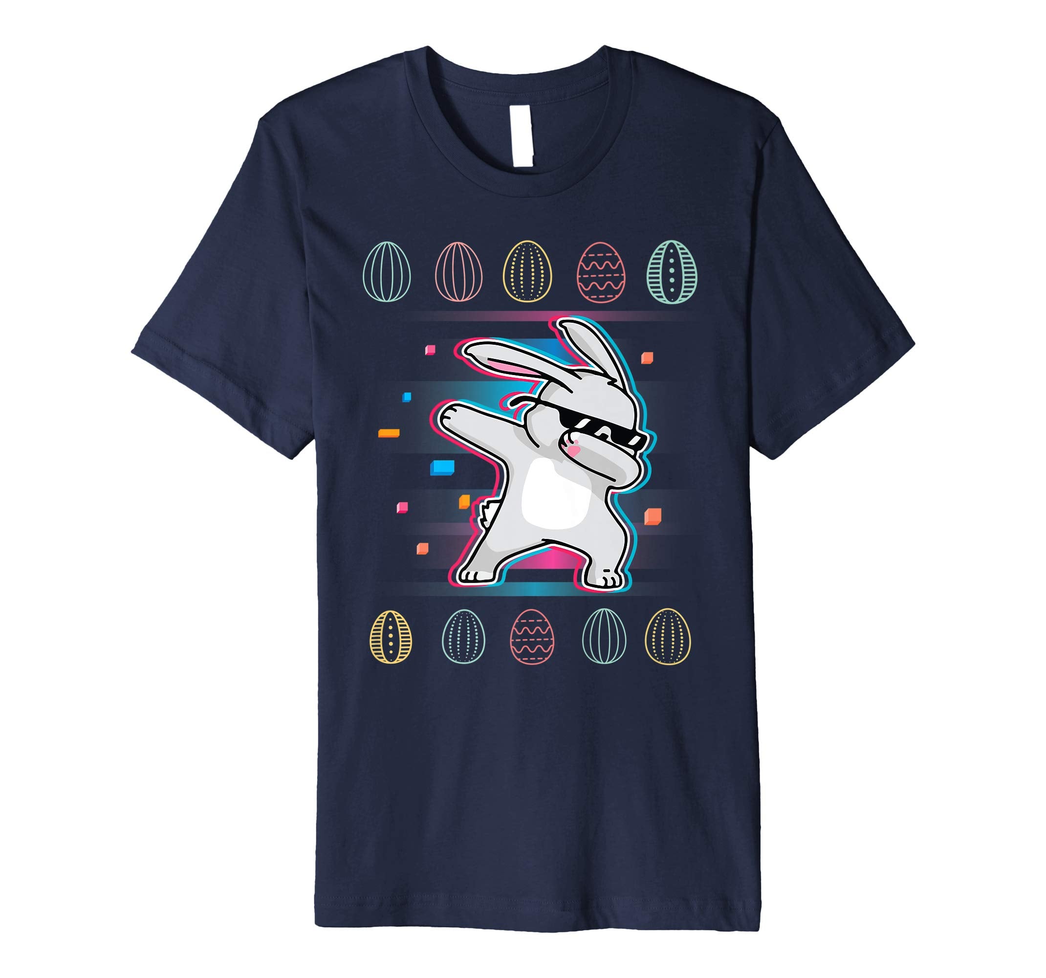 Neon Vintage Rabbit Bunny Dabbing Around Easter Eggs Shirt