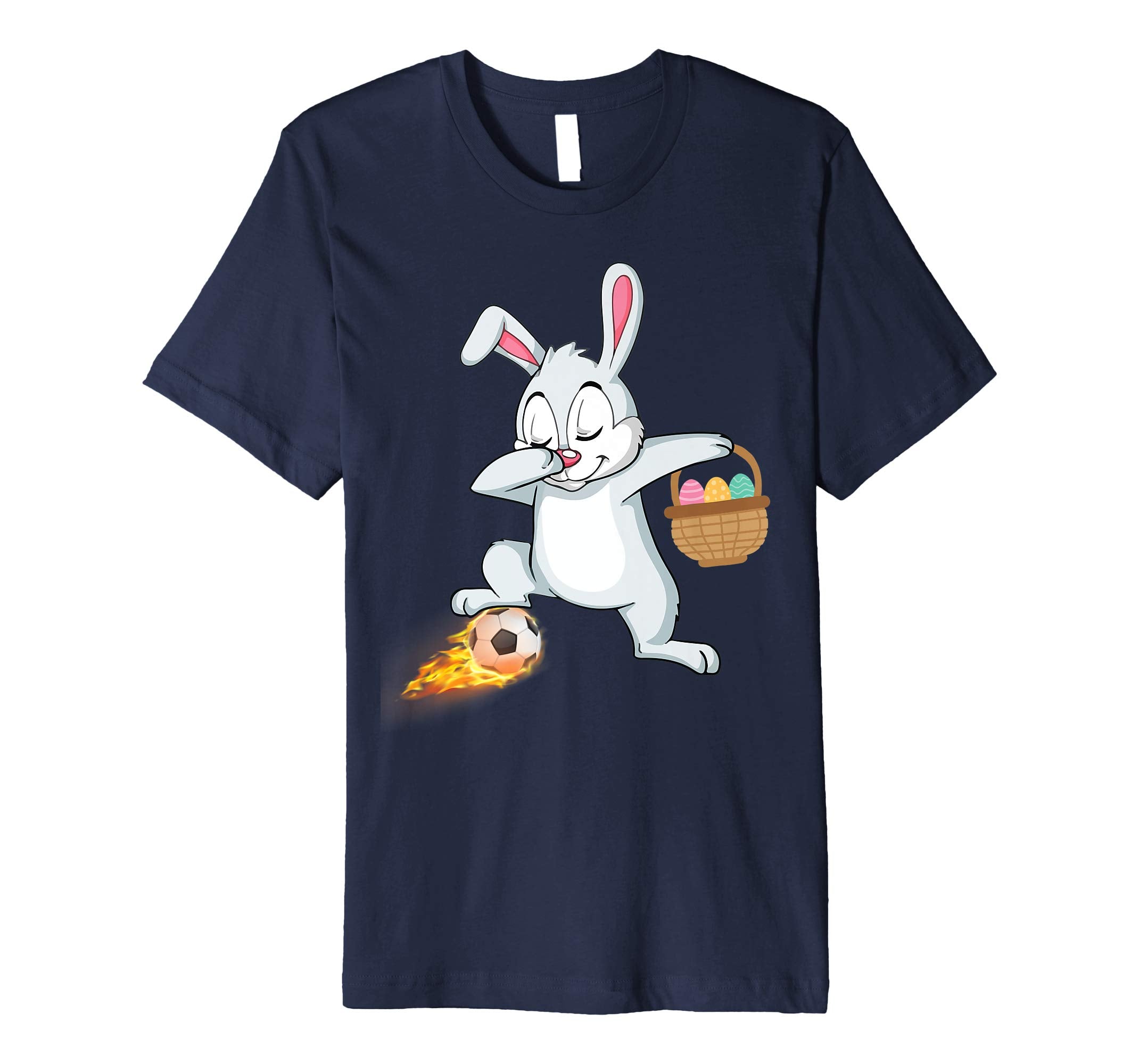 Bunny Rabbit &amp; Easter Eggs Dabbing Playing Fire Soccer Shirt