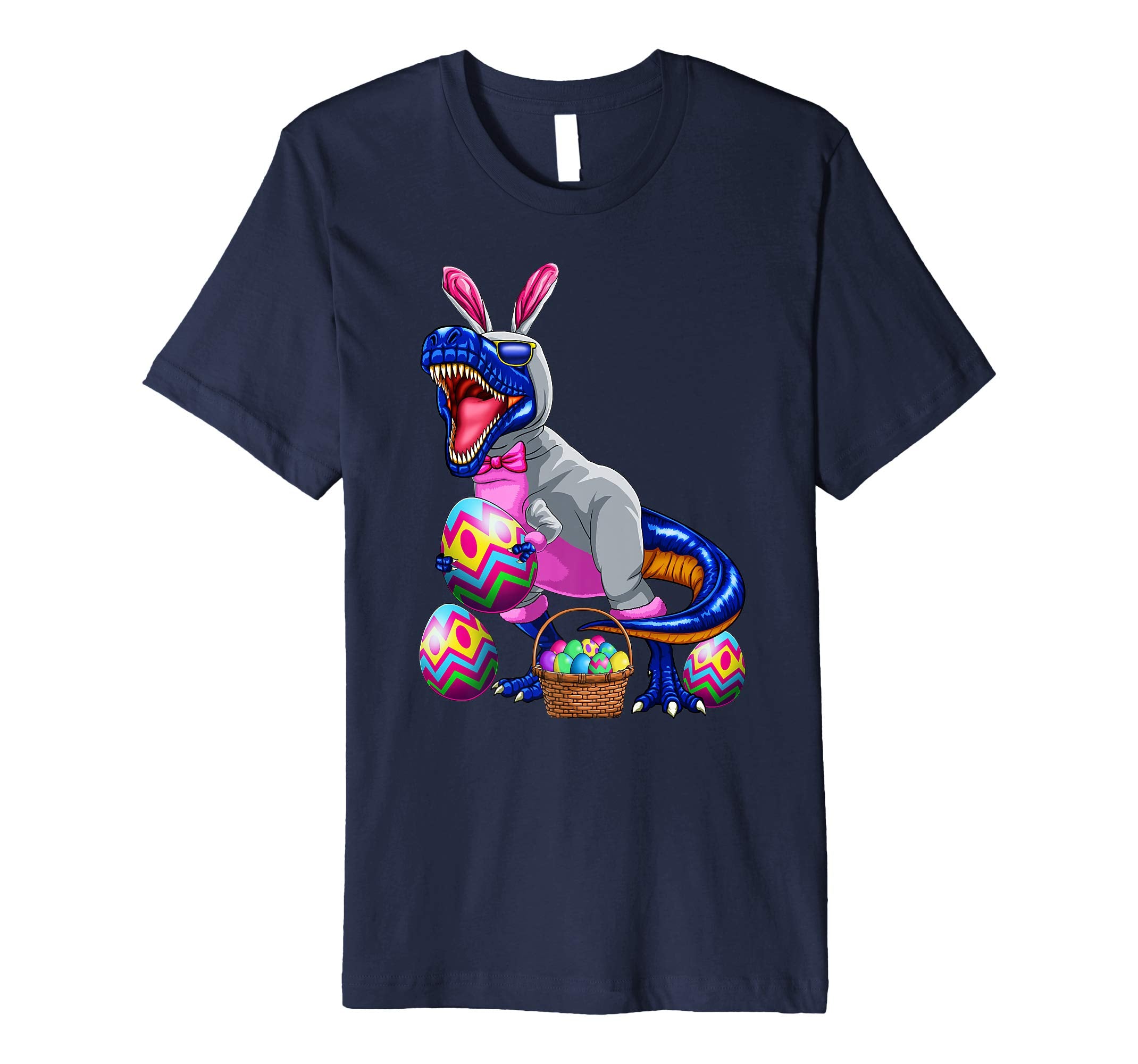 Easter T Rex Dinosaur Shirt Kids Boys Bunny Basket Eggs