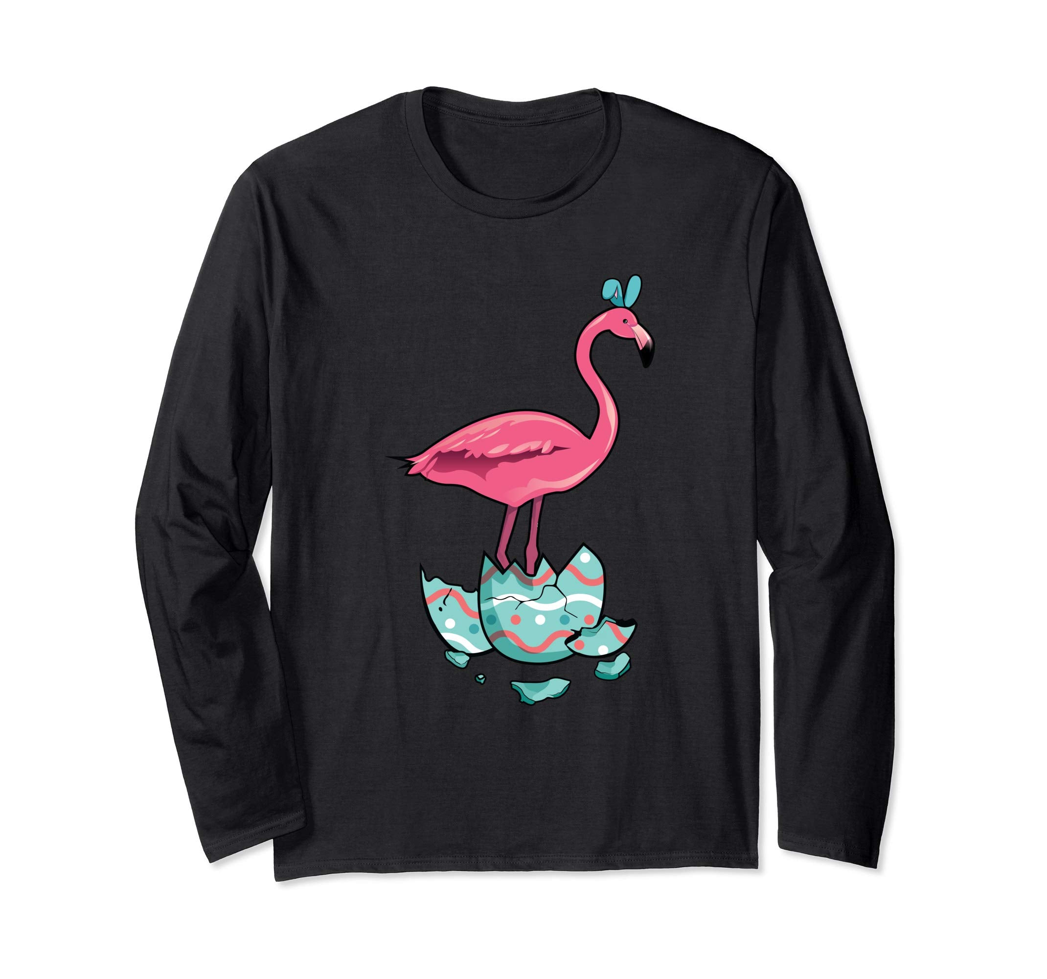 Flamingo Print Easter Egg Long Sleeve Shirt