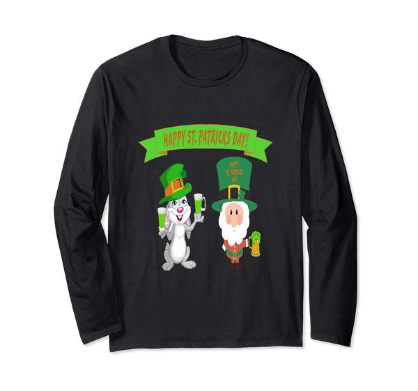 St. Patricks Day Santa &amp; Easter bunny long sleeve shirt