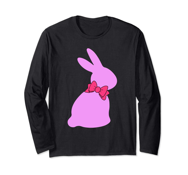 Happy Easter Bunny Silhouette Bow Long Sleeve T Shirt Gift
