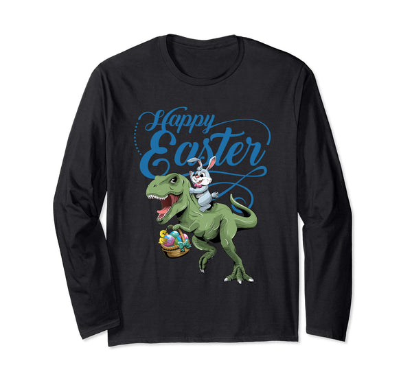 Easter T Shirt for Boys with Cool Bunny and T-rex Egg Hunt